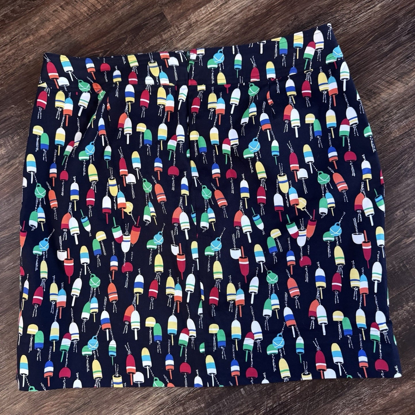 Talbots Petites Buoy Print Skirt Size 16P Nautical Coastal Cotton Blend