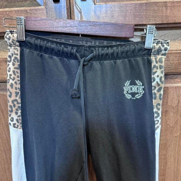 PINK Leopard Colorblock Joggers XS - Black/Gray/Animal Print