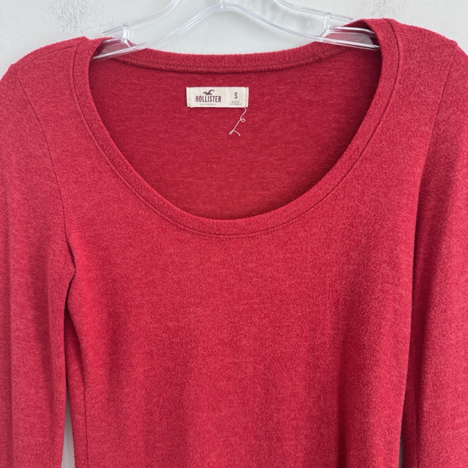 Hollister Bell Sleeve Sweater Top Women S Red Scoop Neck Soft Y2K