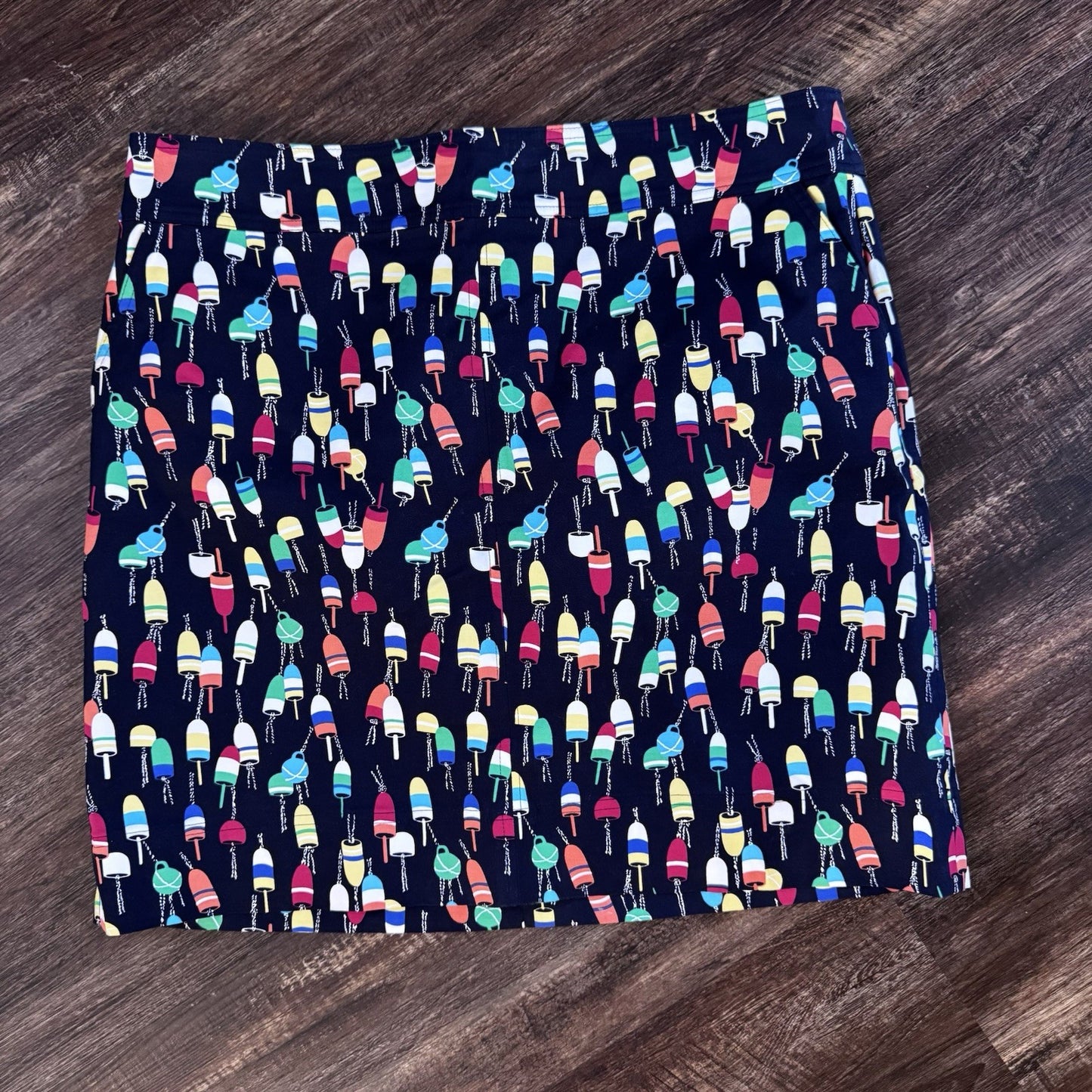 Talbots Petites Buoy Print Skirt Size 16P Nautical Coastal Cotton Blend