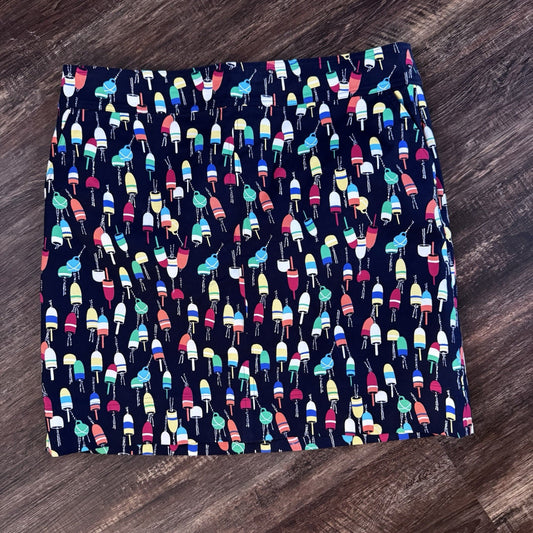 Talbots Petites Buoy Print Skirt Size 16P Nautical Coastal Cotton Blend