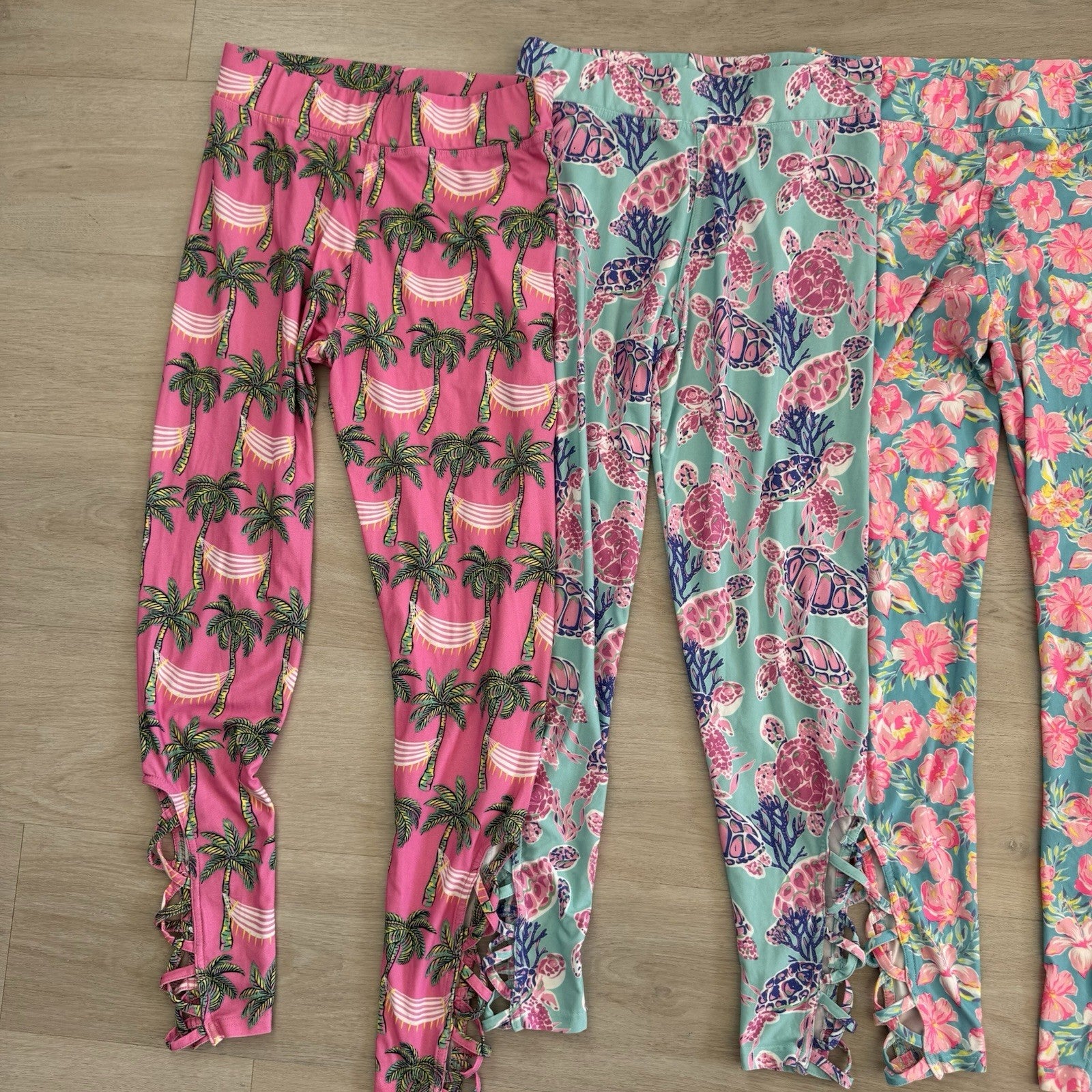 Simply Southern Leggings Lot of 4 XS S M Flamingo Palm Floral Preppy