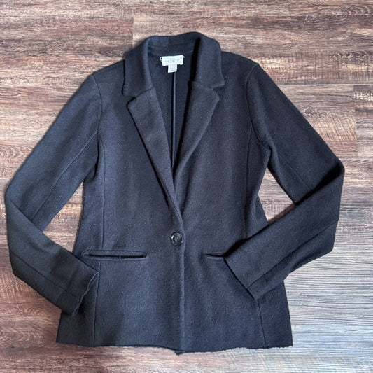 Ann Taylor LOFT Black Blazer Jacket Women’s Medium 100% Merino Wool 1-Button