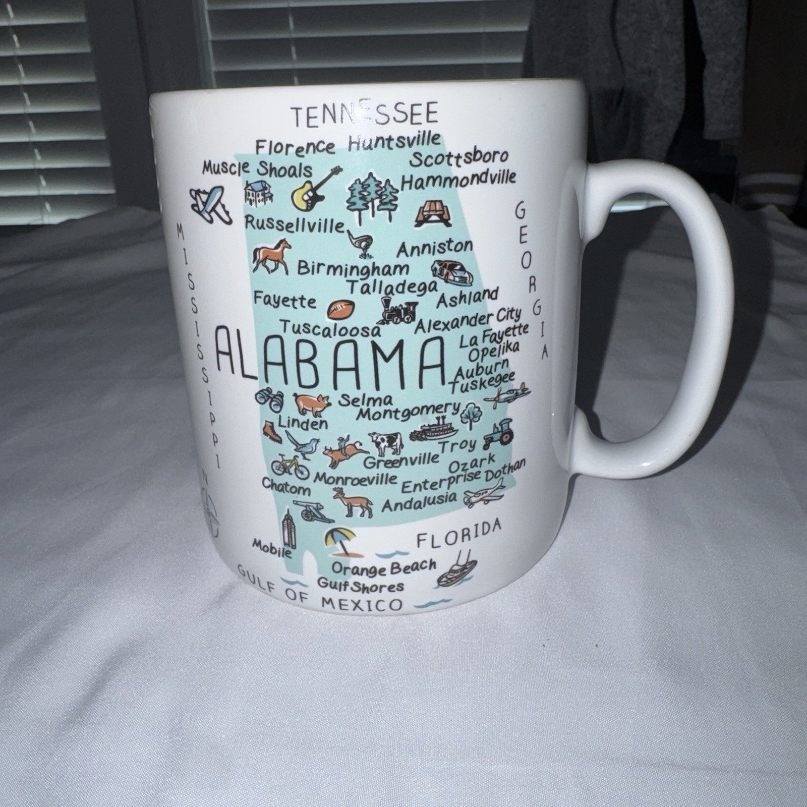 VTG 222 Fifth My Place Alabama Map Oversize Jumbo Coffee Mug Cup 28 oz Porcelain