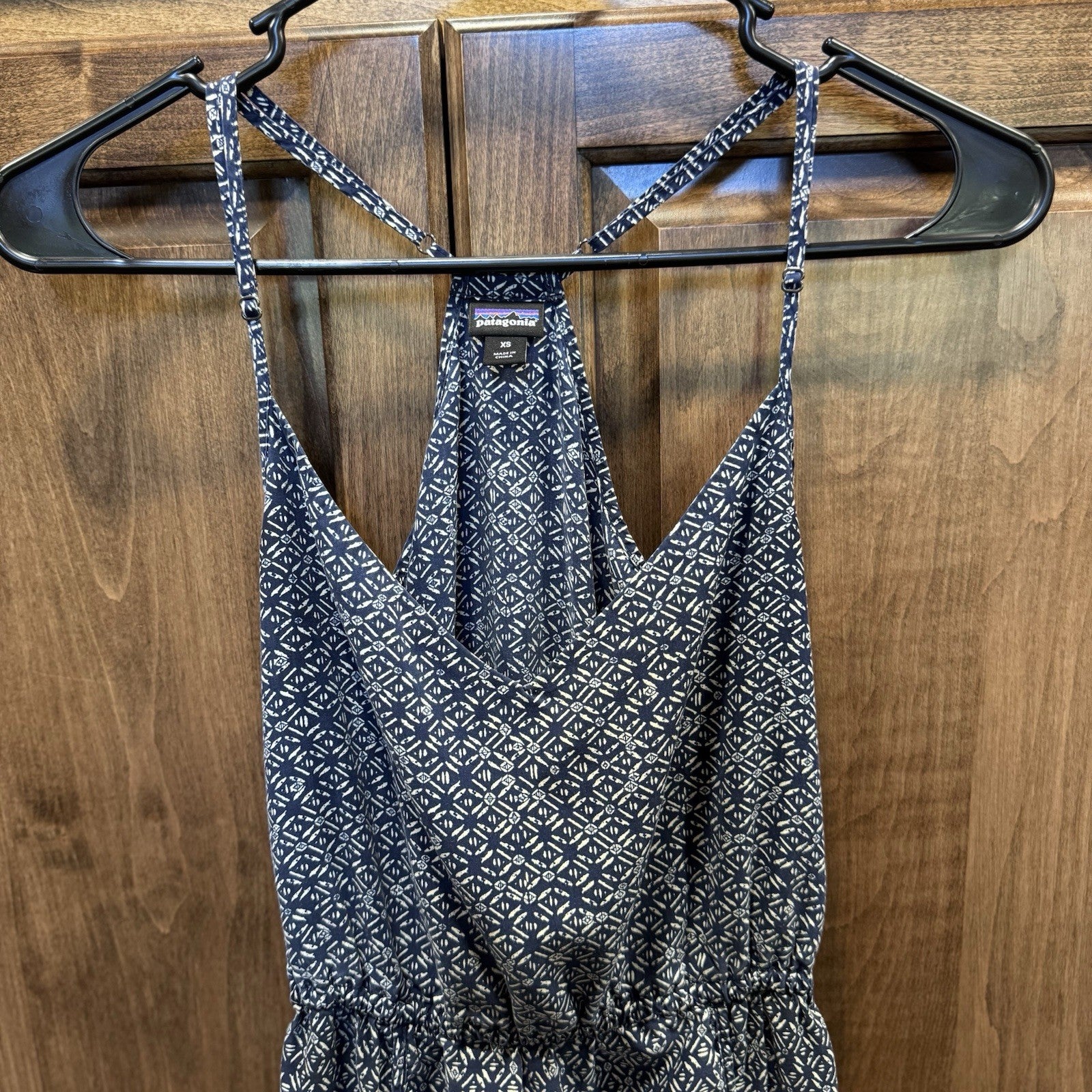 Patagonia Sundress XS Blue Boho Print TENCEL Lyocell Racerback Pockets