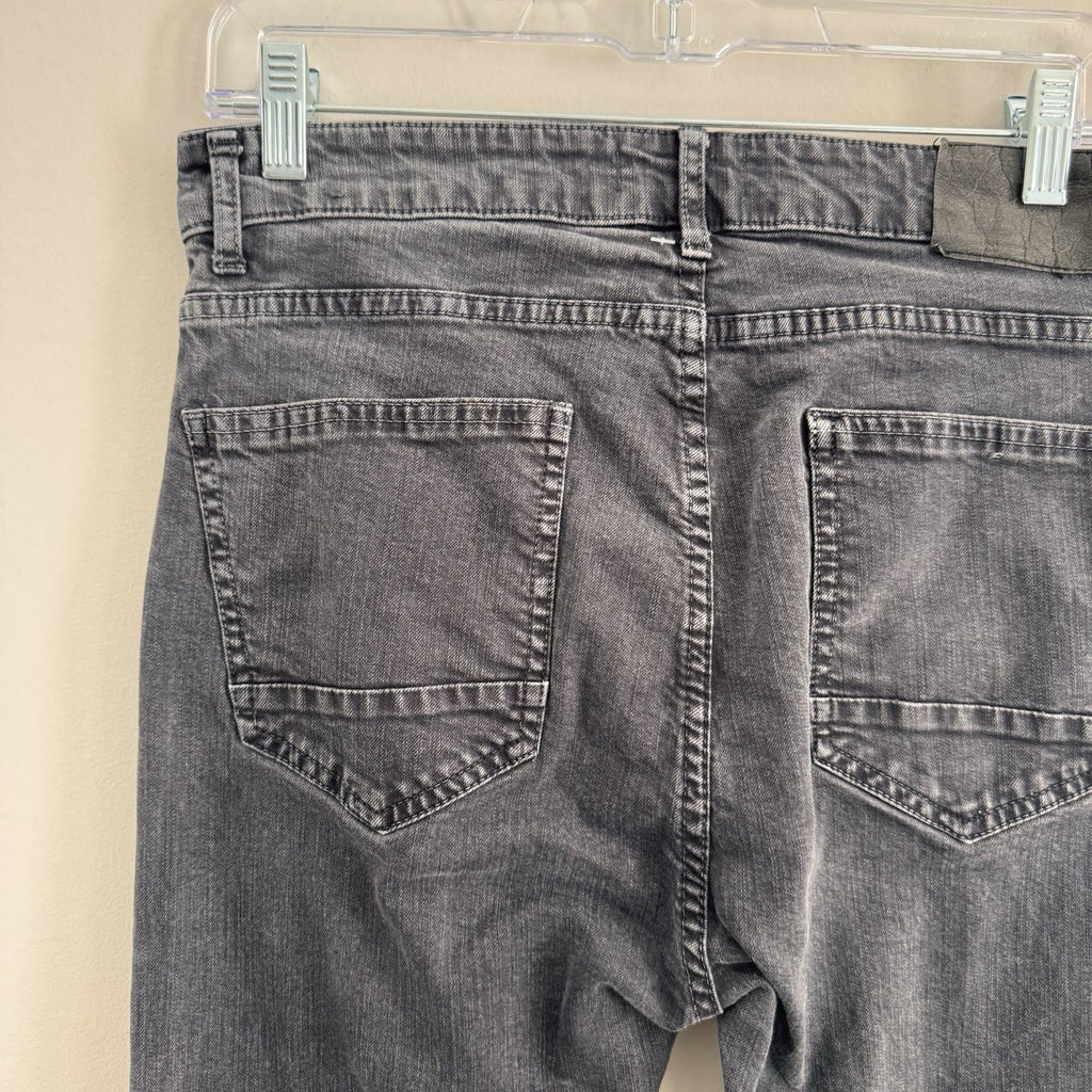 ZARA MAN Gray Biker Jeans 30 Skinny Moto Denim Ribbed Paneling Zipper Pockets