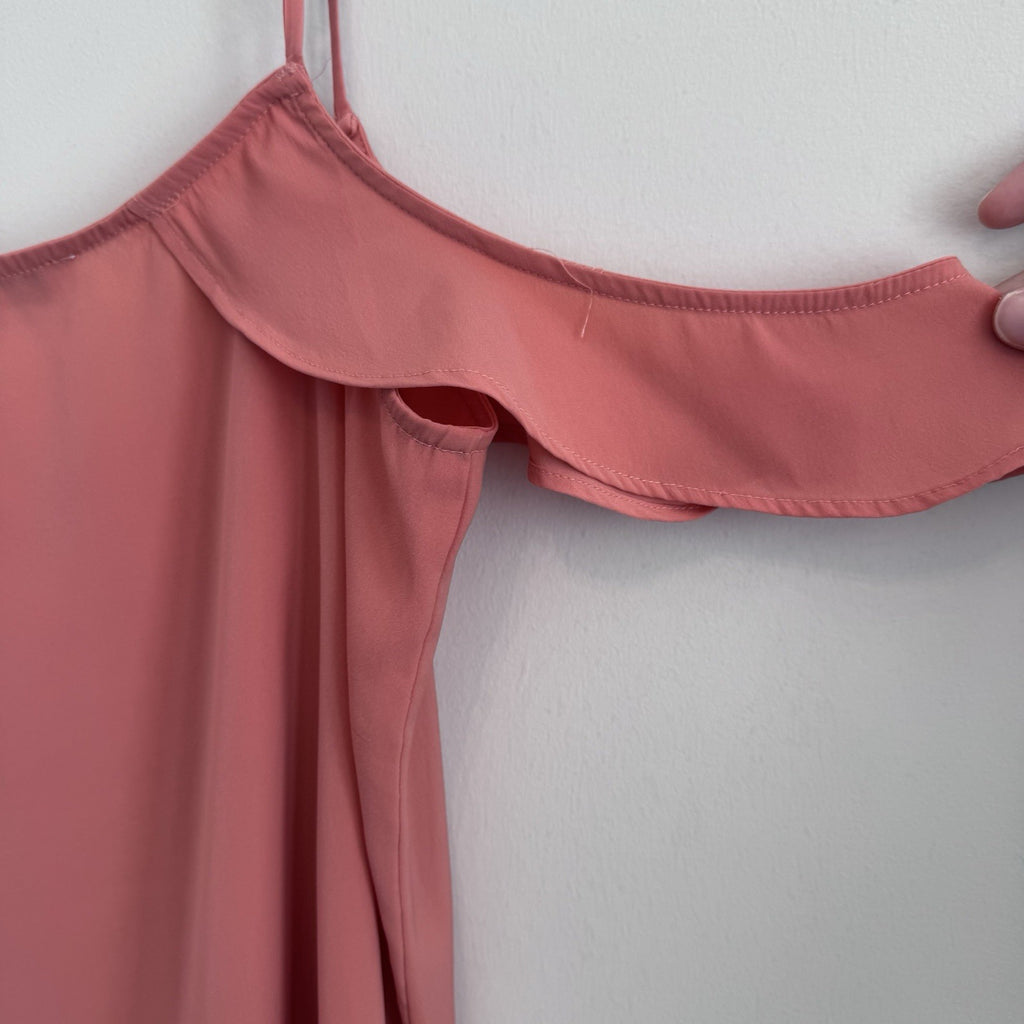 Abercrombie & Fitch Coral Cold Shoulder Blouse Women’s Small Ruffle Cami Top