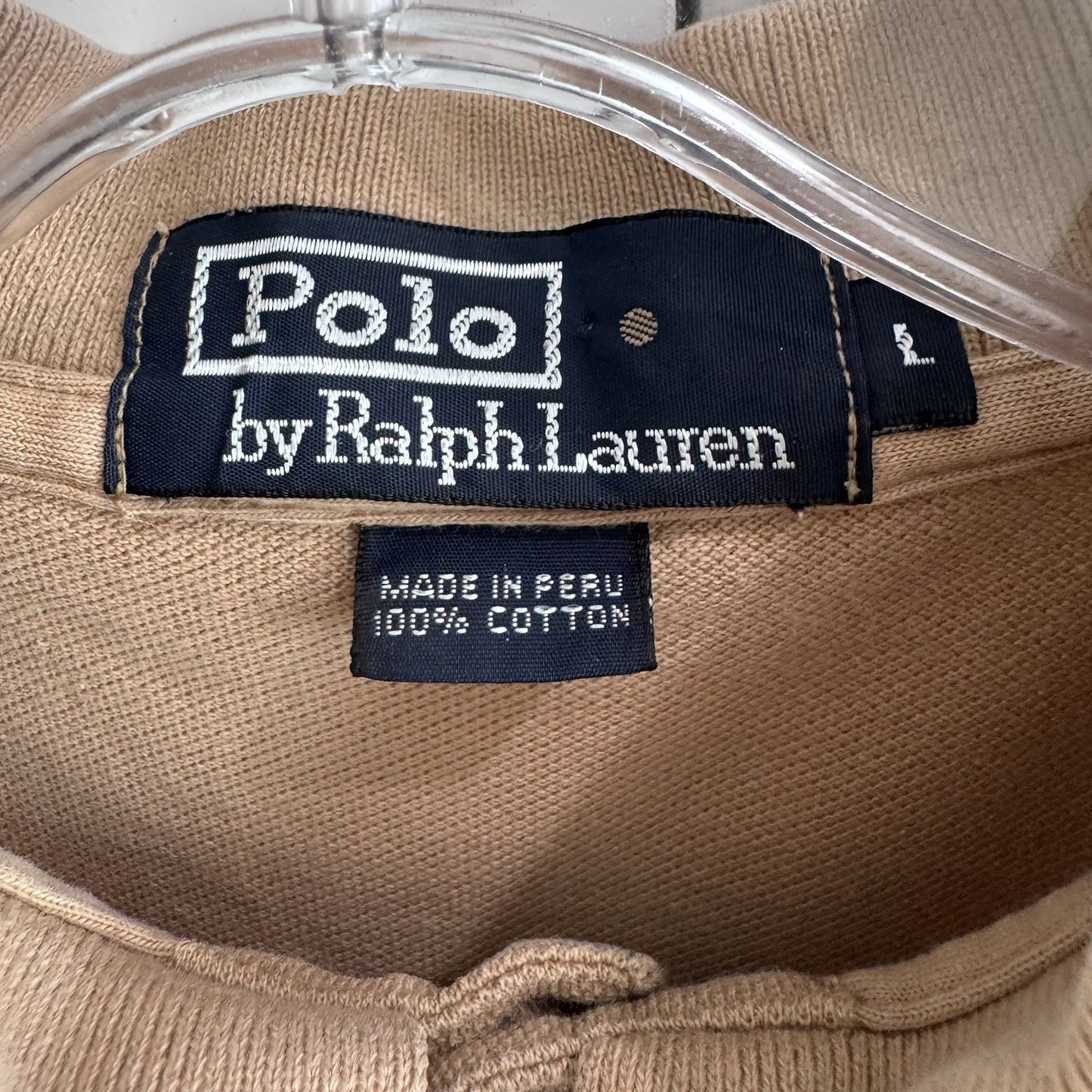 Polo Ralph Lauren Men’s Polo Shirt Large Tan 100% Cotton Short Sleeve Classic
