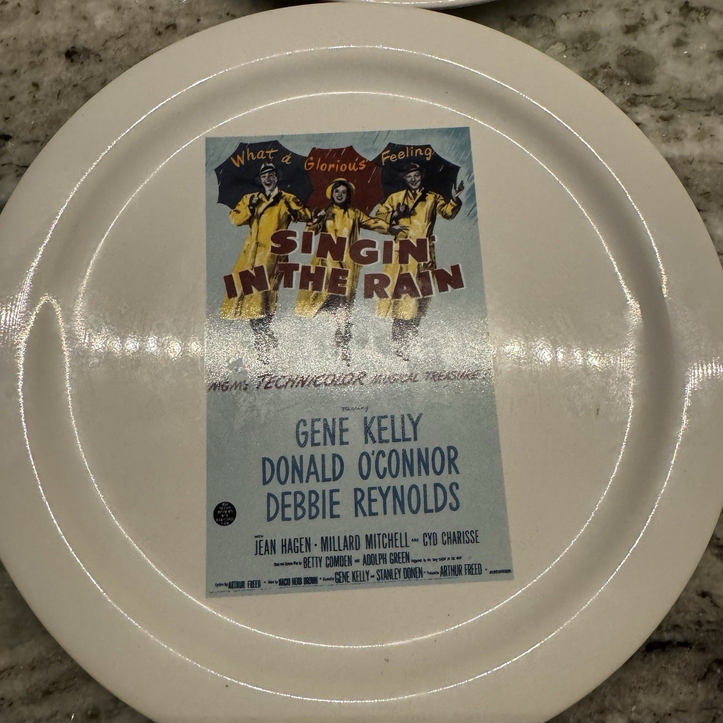 POTTERY BARN Ceramic PLATES Set of 4 HOLLYWOOD Classic MOVIES TCM 8" Diameter