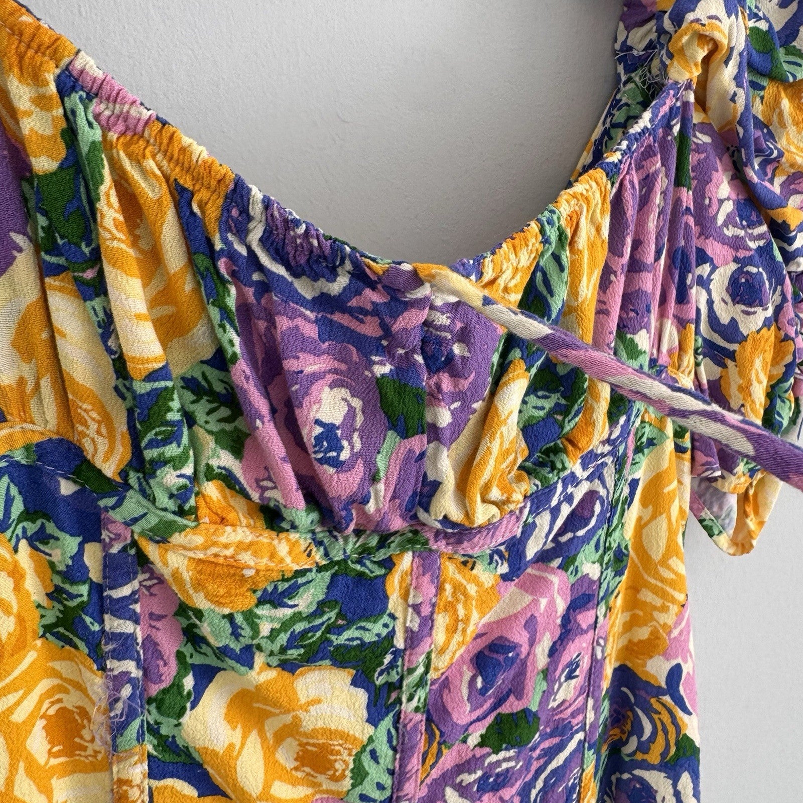 Zara Floral Mini Dress XS Multicolor Puff Sleeve Cottagecore Women’s