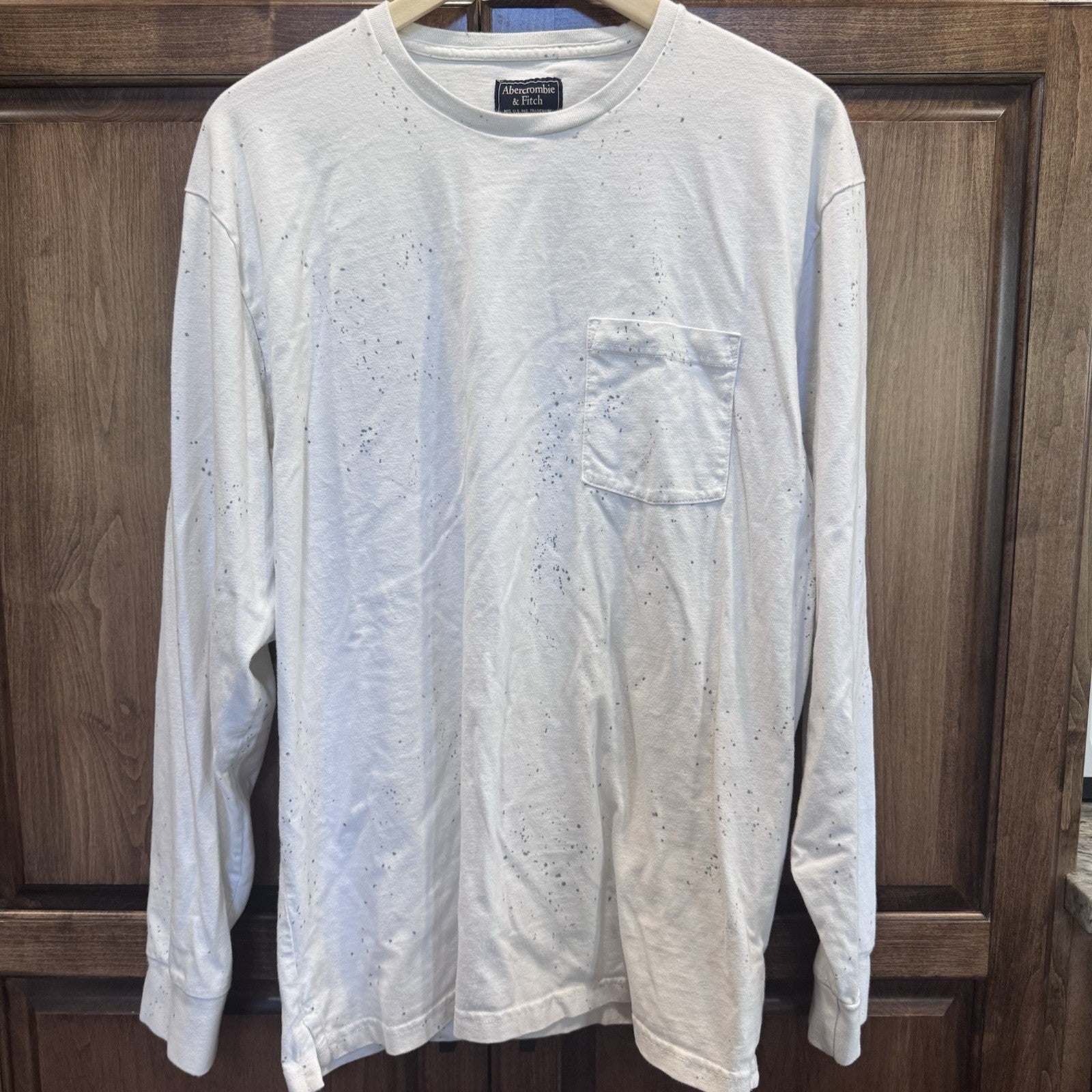Abercrombie & Fitch XXL White Paint Splatter Long Sleeve Pocket Shirt 