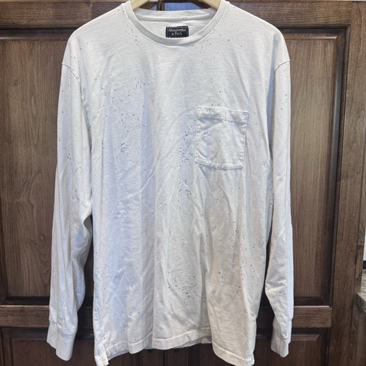 Abercrombie & Fitch XXL White Paint Splatter Long Sleeve Pocket Shirt 
