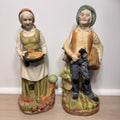 Vintage UCGC Old Couple Figurine Lot Porcelain Farmer & Wife Rustic Harvest 12"