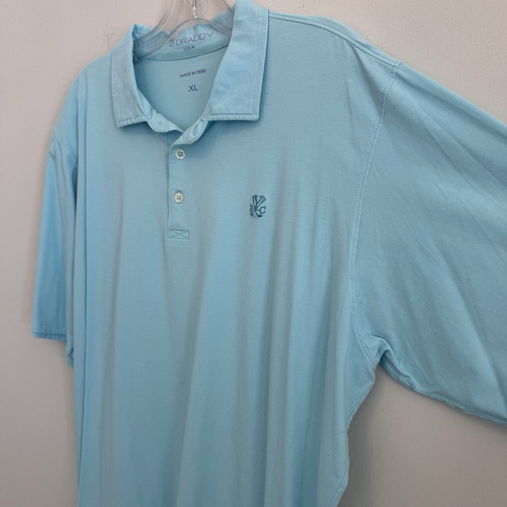 B. Draddy Luxury Pima Cotton Polo Light Blue HYC Golf Harbor Yacht Club XL