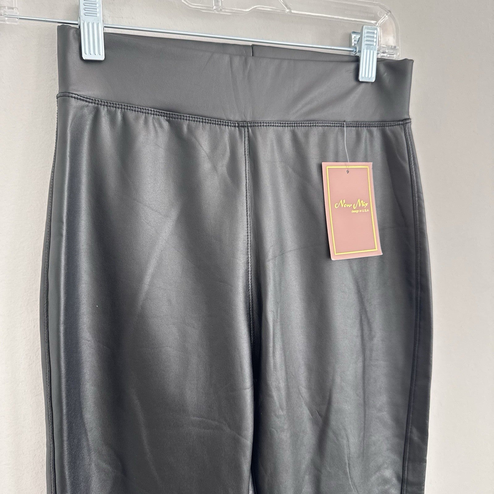 New Mix Faux Leather Leggings S Black High Rise Stretch NWT