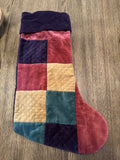 MCM Quilted Christmas Stocking Colorblock Purple Yellow Green Xmas 100% Cotton