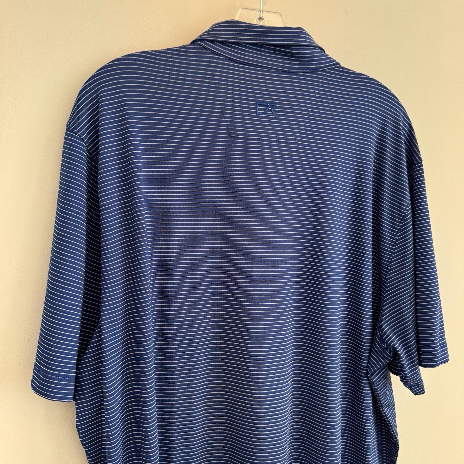 Cutter & Buck Absolut Juice Polo Shirt Mens XL Blue Stripe Golf Performance 