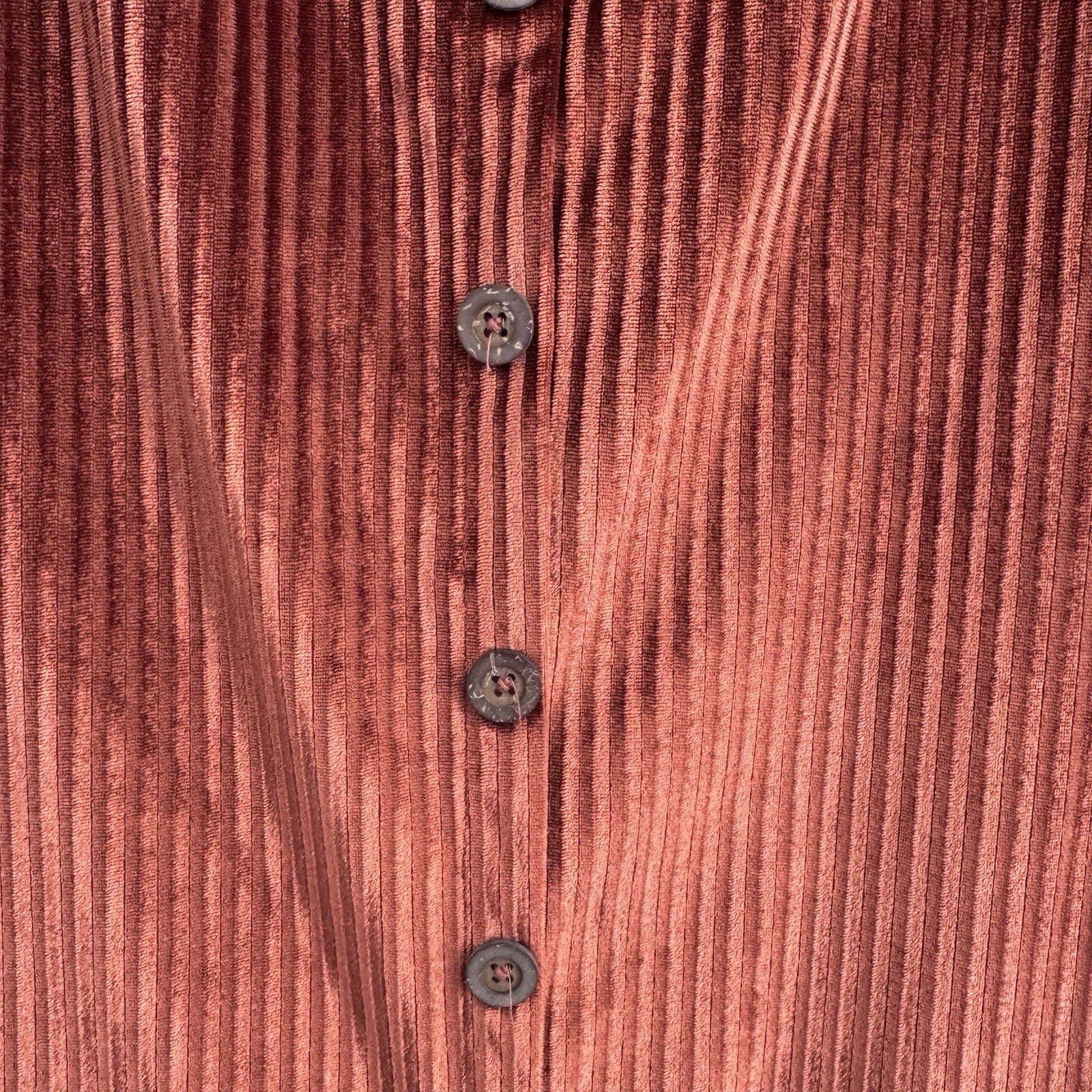 NWT Elle Rae Naomi Ribbed Velvet Dress Rust Button Front M Long Sleeve Bodycon