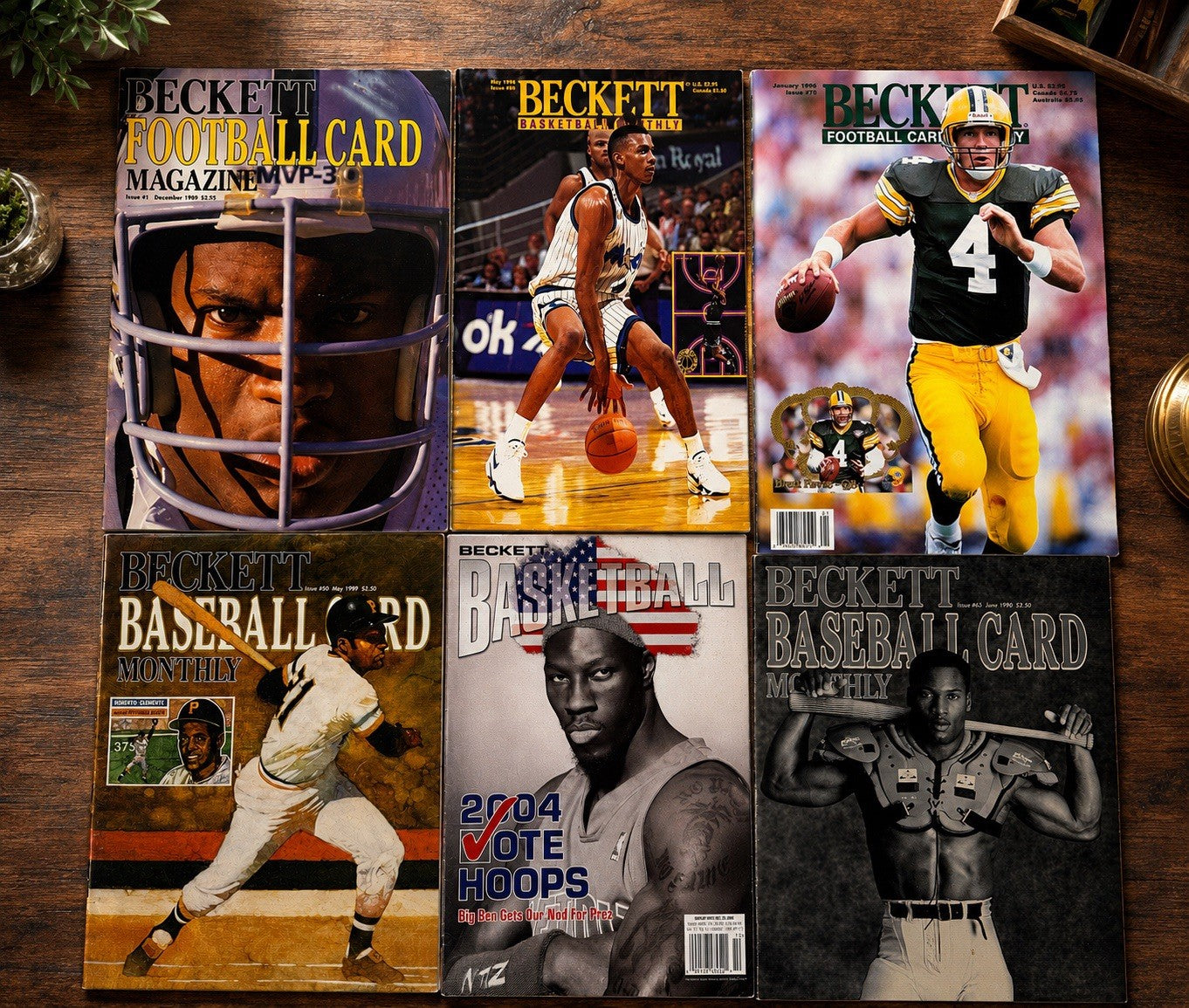 Vintage Beckett Sports Card Magazine Lot of 6 Marino Favre Shaq Hardaway Issue 1