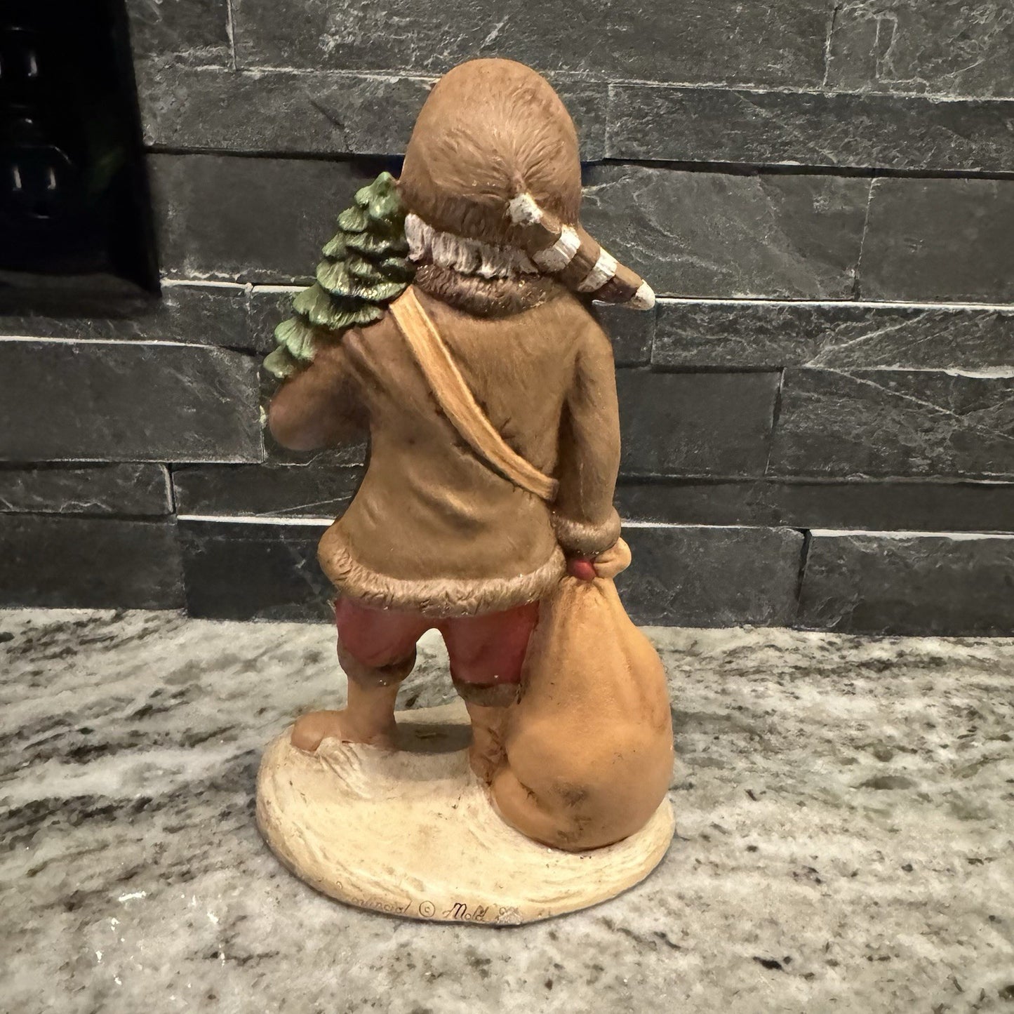 Vintage Provincial Mold 9.25" Santa with Toys and Tree 1988 Ceramic
