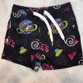 Buc-ee's Baby Boys Swim Trunks 12-18M Black Space Galaxy Beaver UFO Rocket 12-18
