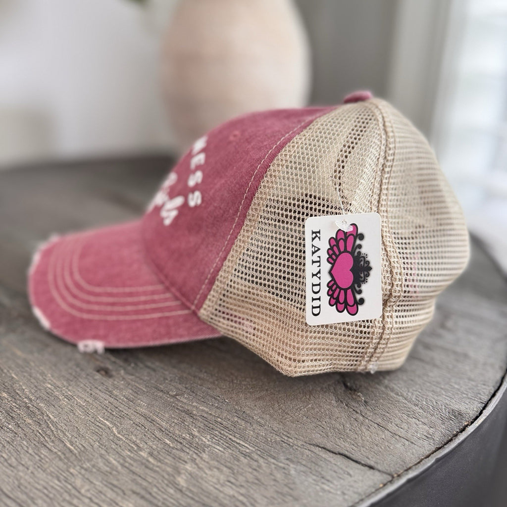Katydid Don’t Mess With Texas Girls Trucker Hat Distressed NWT Pink Boutique