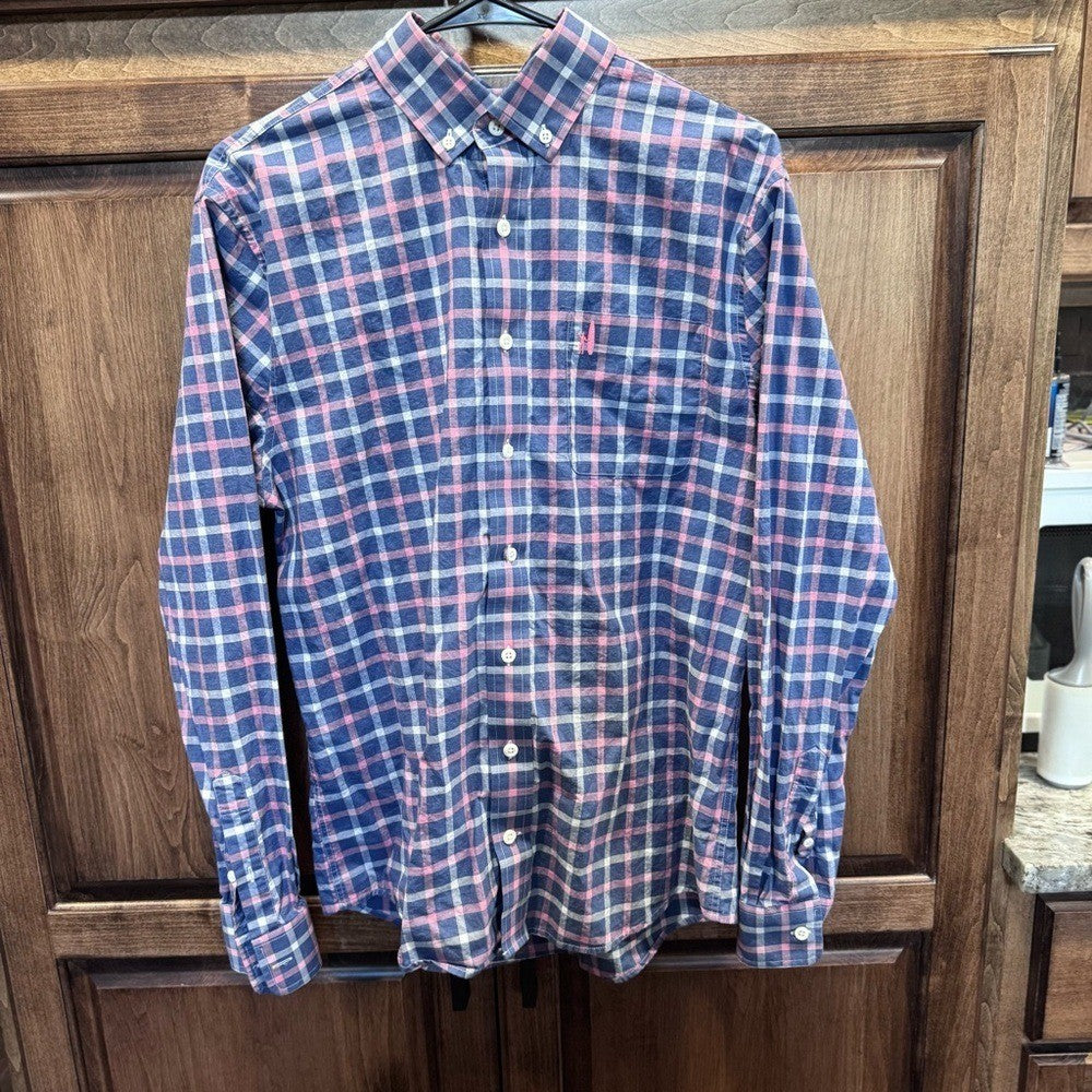 Johnnie-O Hangin' Out Plaid Button Down Shirt Medium Wake Style JMWL4290 Preppy
