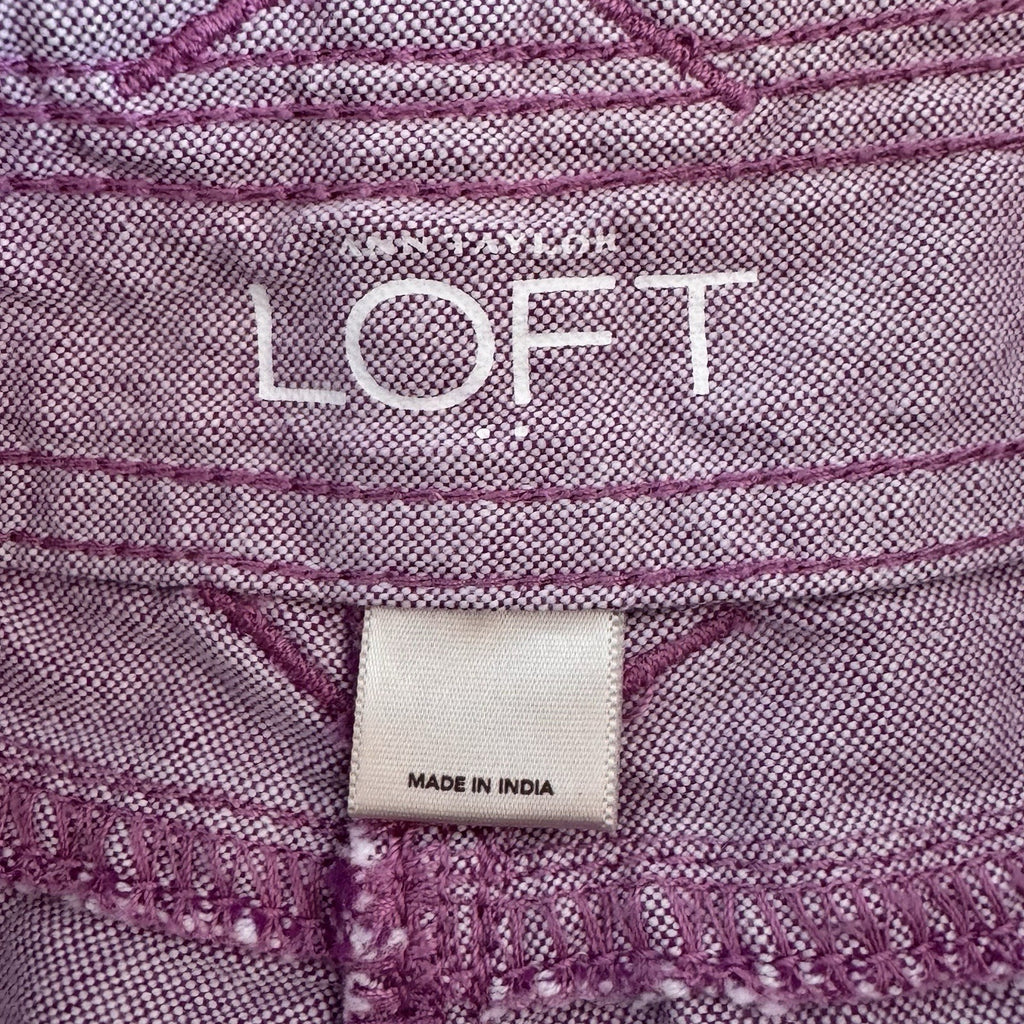 Women’s Ann Taylor LOFT Purple Cotton Shorts Sz 0 Original Casual Preppy