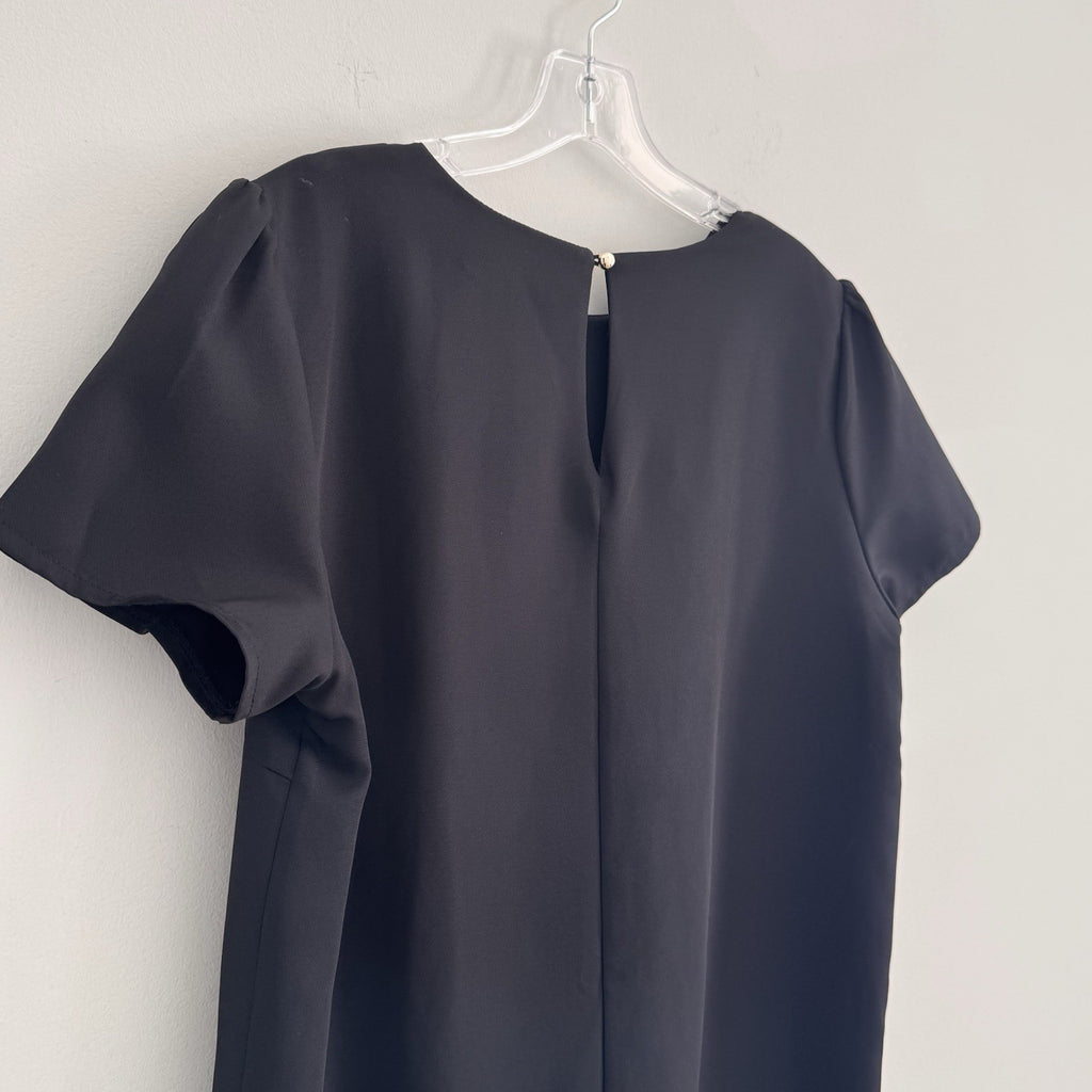 She + Sky Black Short Sleeve Shift Dress Women's Size L Keyhole Back  Boutique