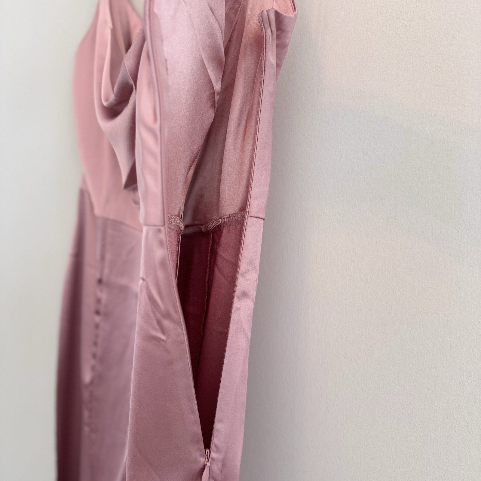 Maniju Women's Mauve  Maxi Dress Size Medium Cowl Neck Formal Evening Gown Prom