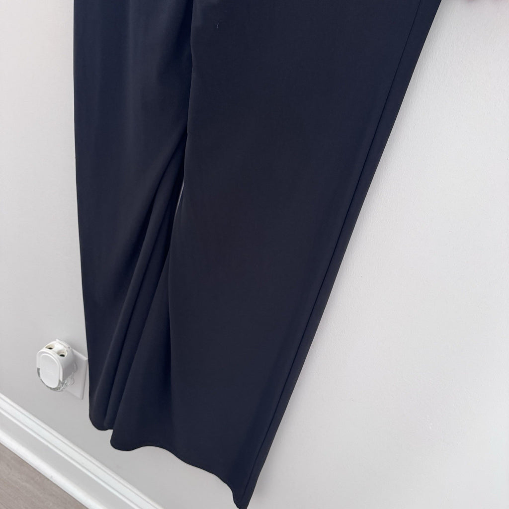 Express Women M Navy Sleeveless Jumpsuit Wide Leg Stretch Made USA