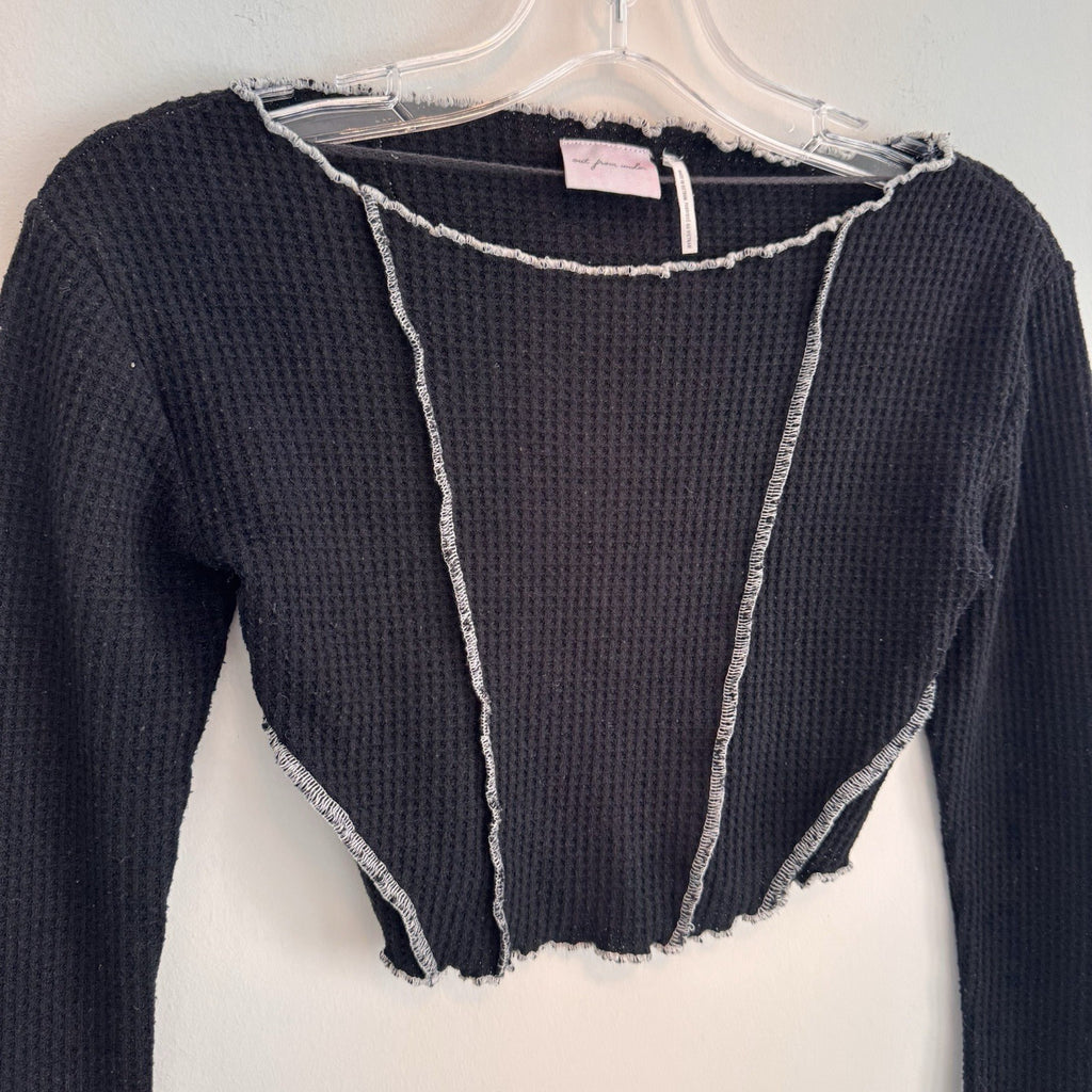 Out From Under Urban Outfitters Waffle Crop Top Black XS Y2K Women’s