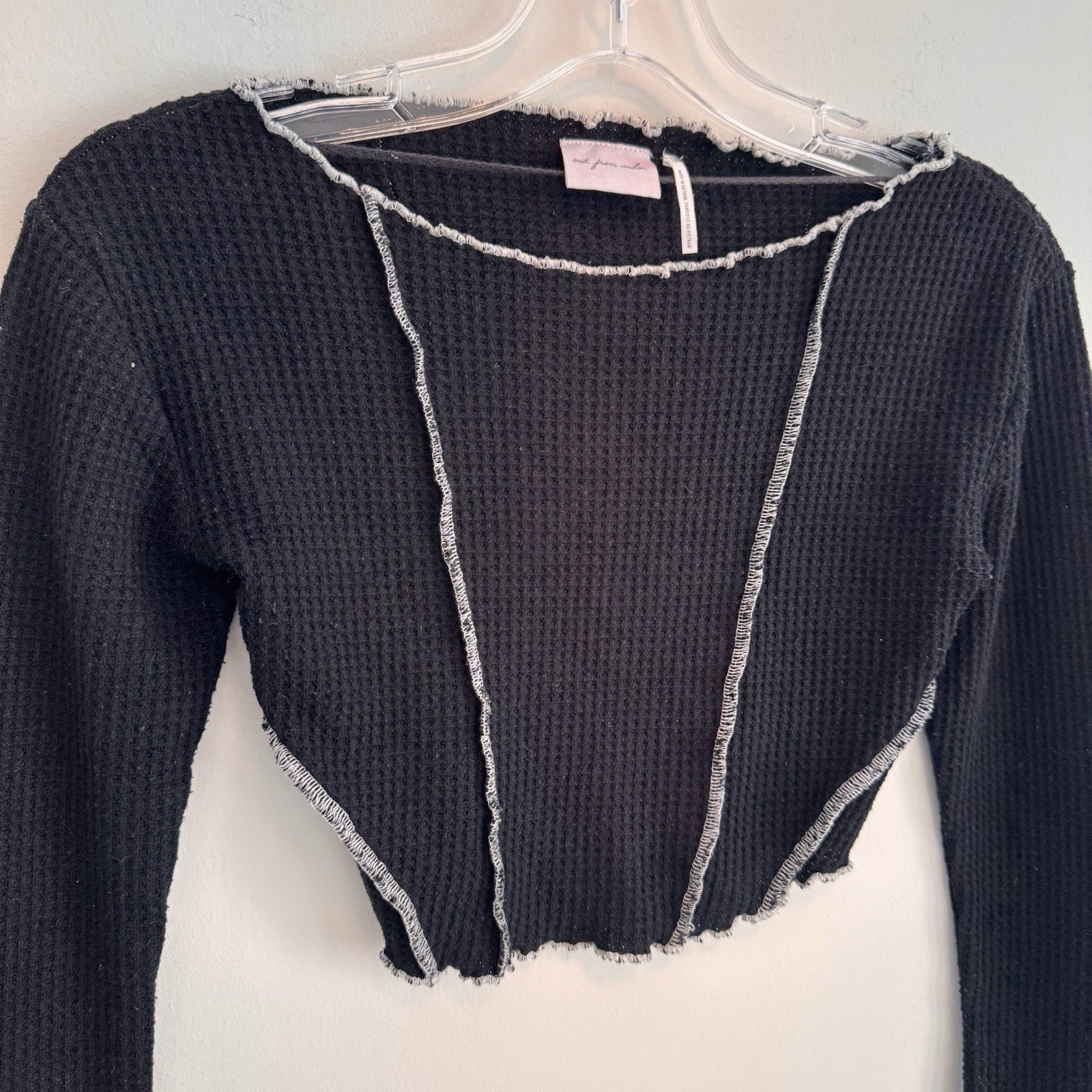 Out From Under Urban Outfitters Waffle Crop Top Black XS Y2K Women’s