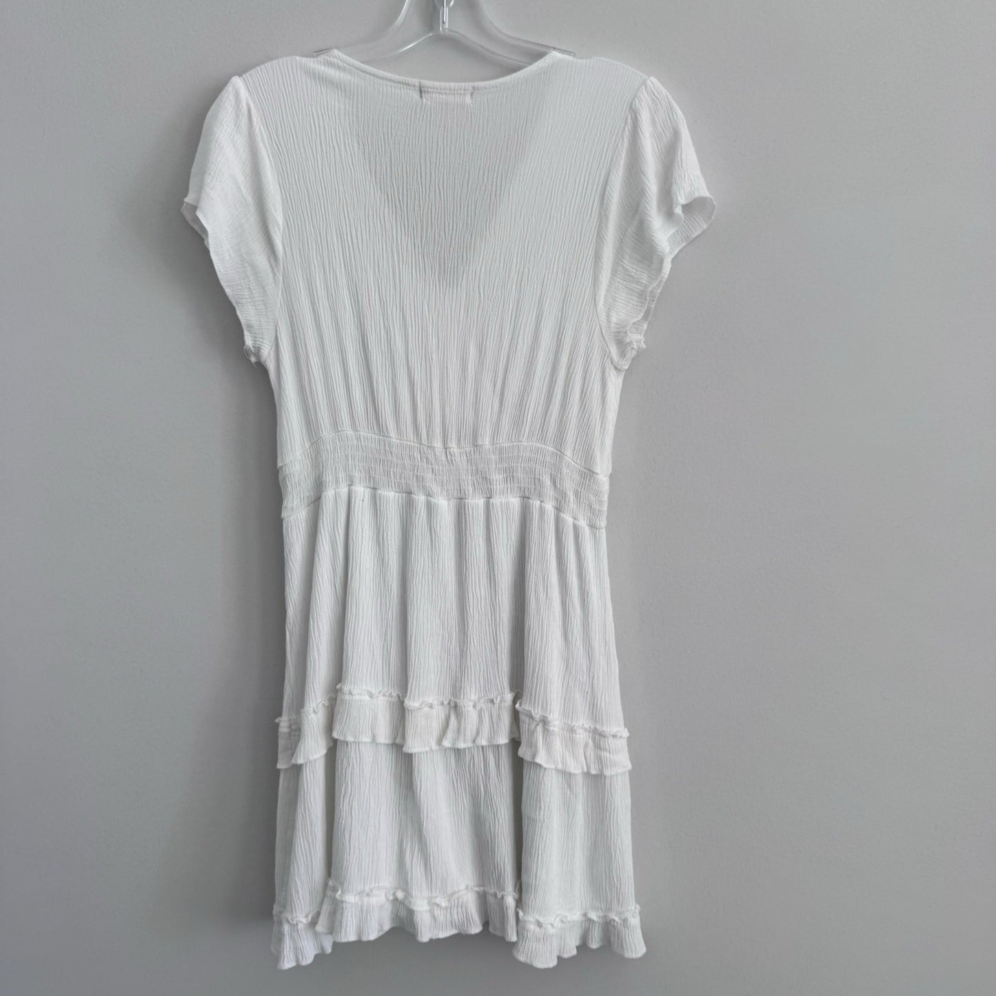 Altar’d State White Ruffle Tiered Dress L Surplice V Neck Boho