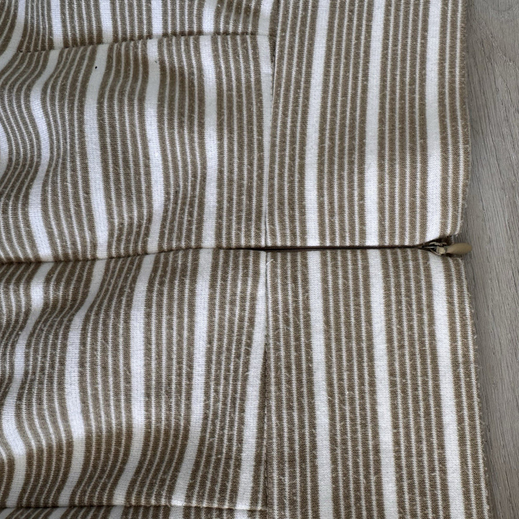 Antonio Melani Striped Midi Skirt Tan Cream Knit Stretch Size 2