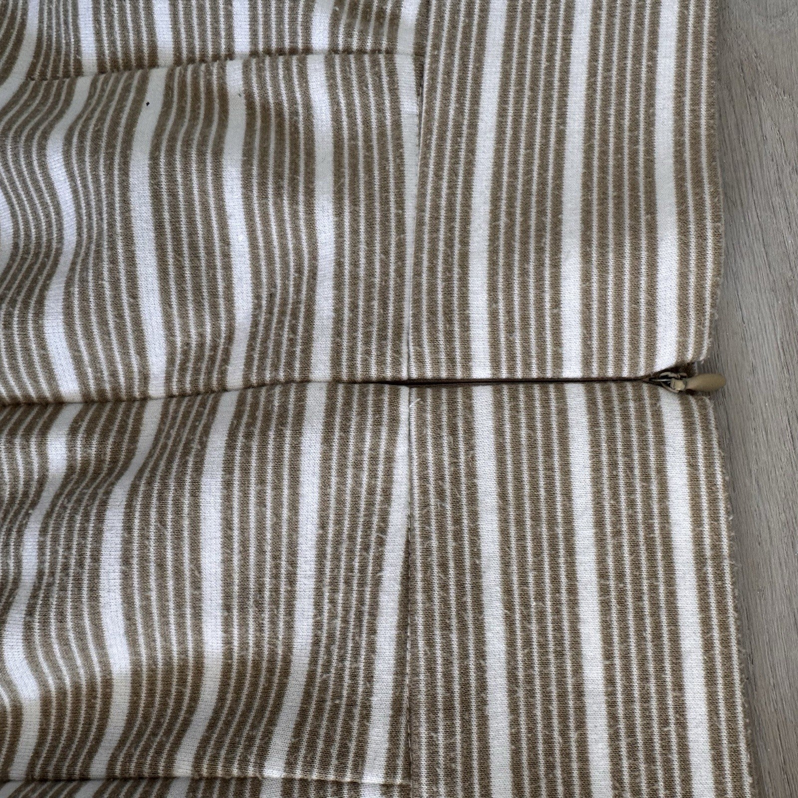 Antonio Melani Striped Midi Skirt Tan Cream Knit Stretch Size 2