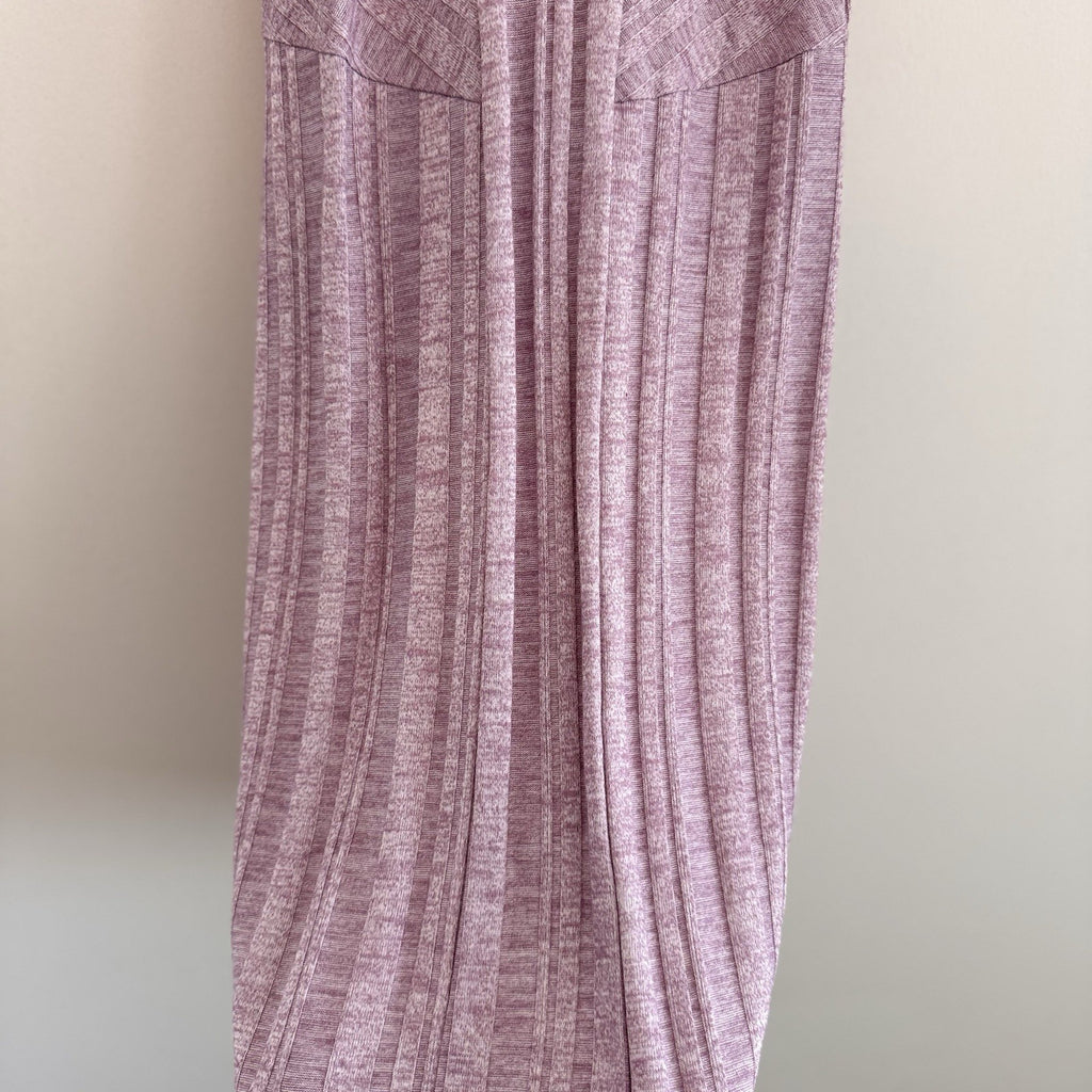 GAP Women's XS Amethyst Purple Ribbed Sleeveless Chevron Knit Midi Dress Heather