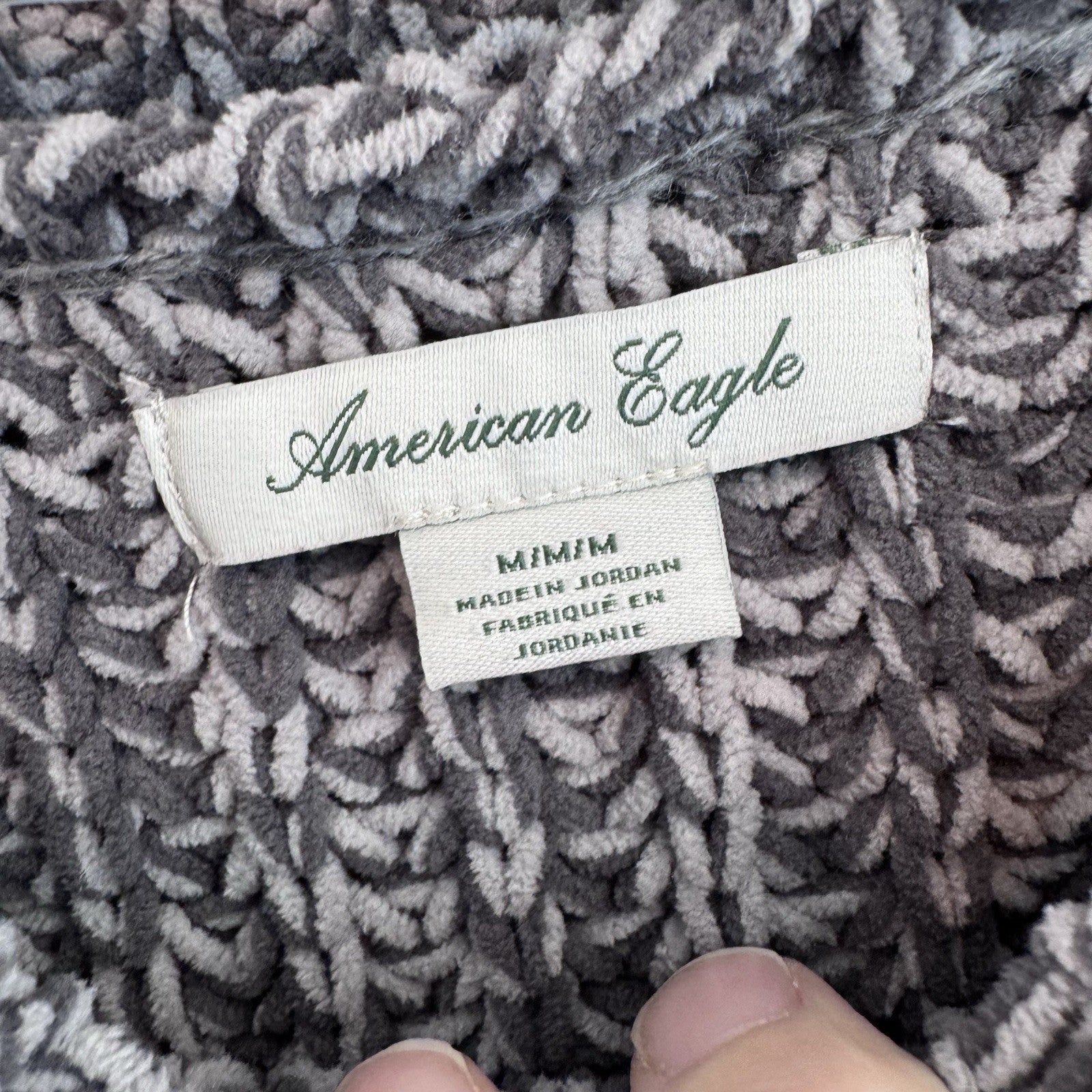 American Eagle Chunky Knit Sweater Women M Gray Marled Cozy Chenille