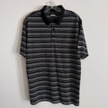 Nike Golf Dri Fit Polo Shirt Mens Large Black White Striped Swoosh Golf