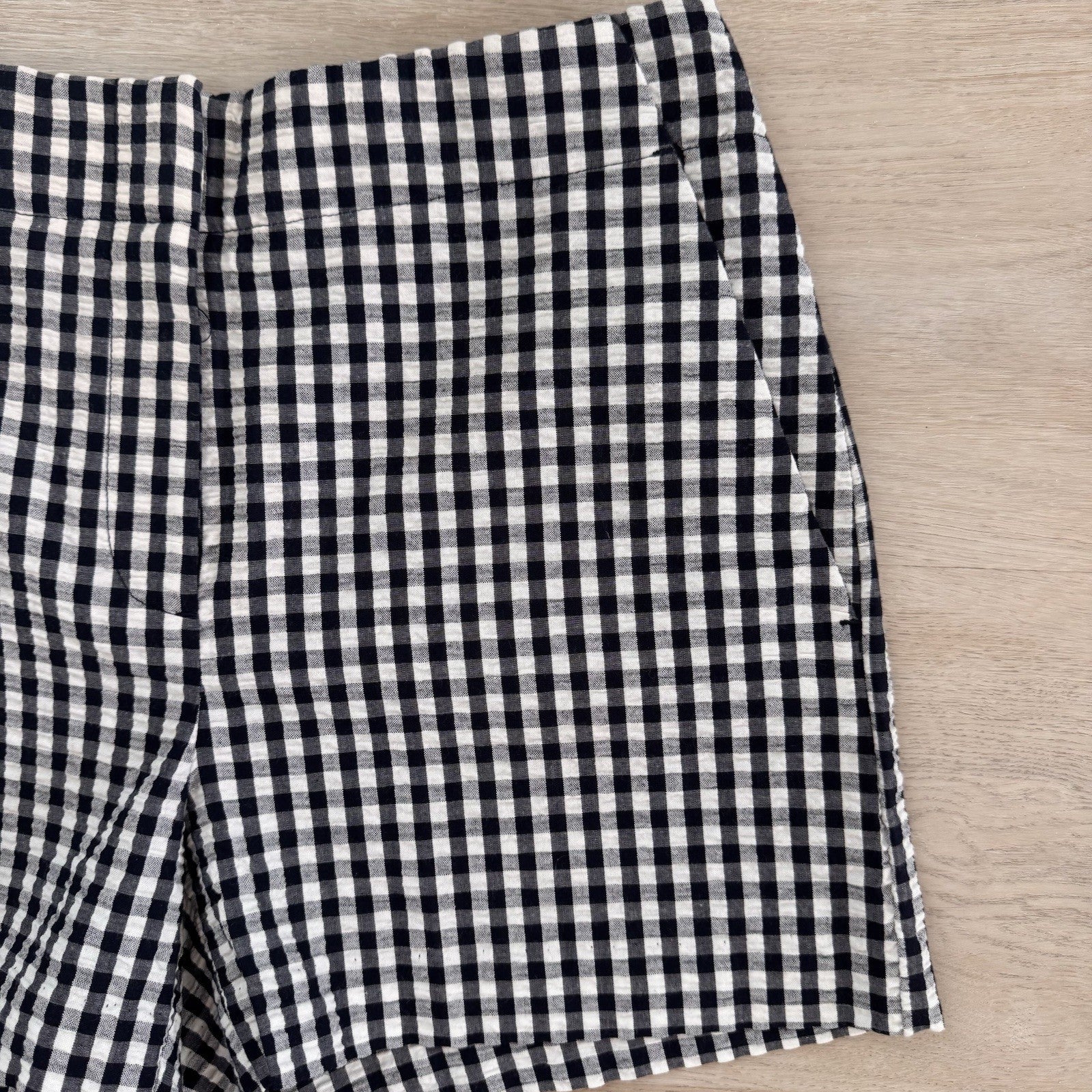 Women’s LOFT 00 Petite Black White Gingham Shorts NWT Cotton Blend