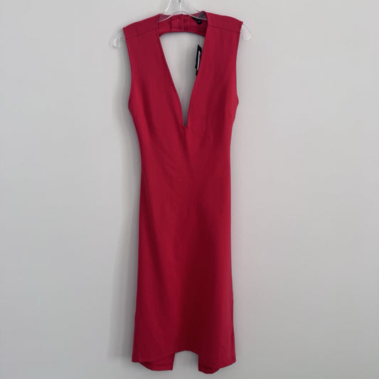 Guess Jules Backless Midi Dress Tango Red Women’s Size L NWT Sexy Cocktail Party