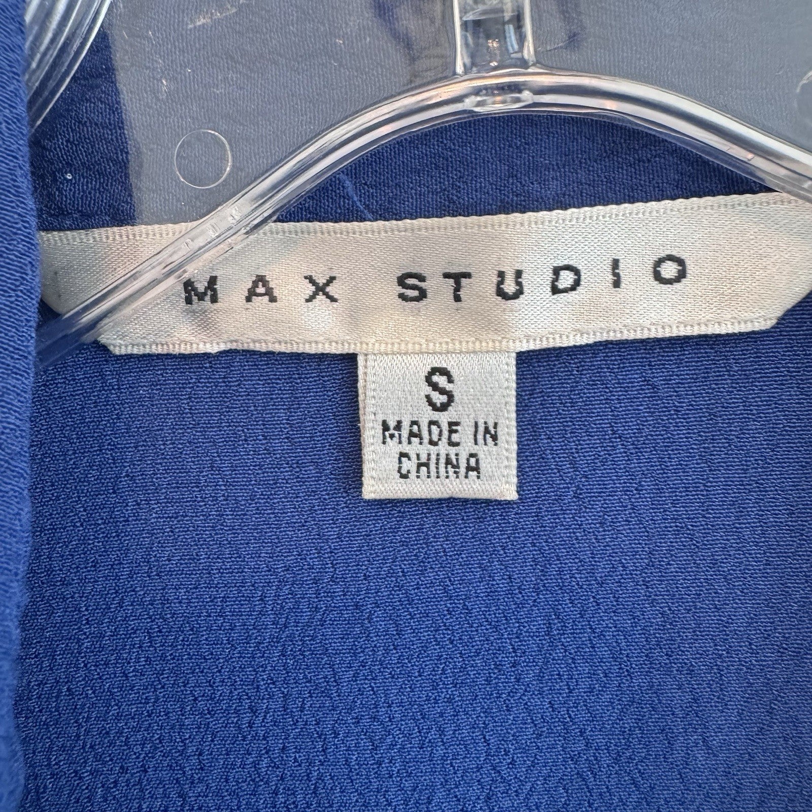 Max Studio Blue Tie Neck Tunic Dress Women’s Small Long Sleeve Rayon Boho
