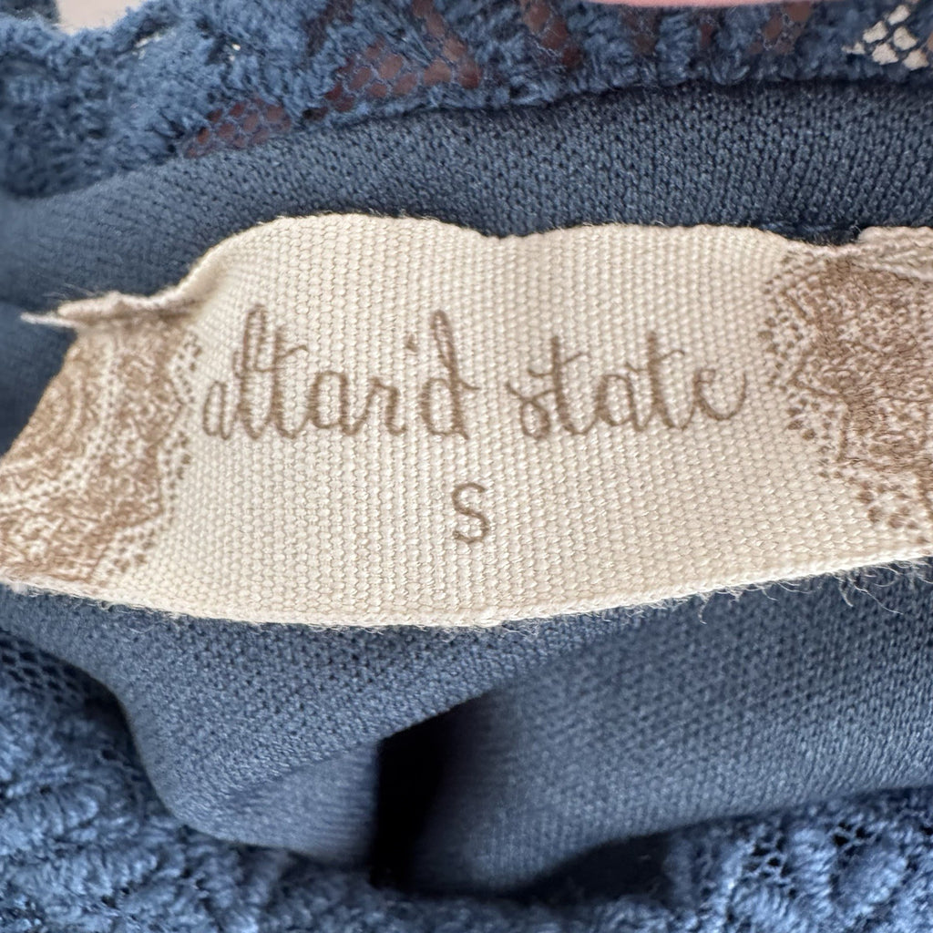 Altar’d State Lace Dress S Blue Handkerchief Hem Sleeveless