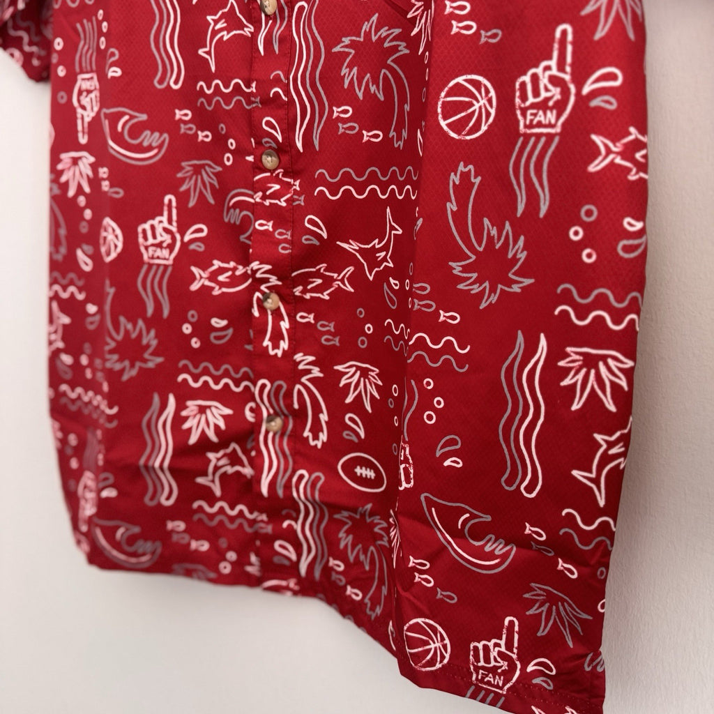 Columbia PFG Alabama Crimson Tide Tamiami Shirt Mens Small Crimson Allover Print