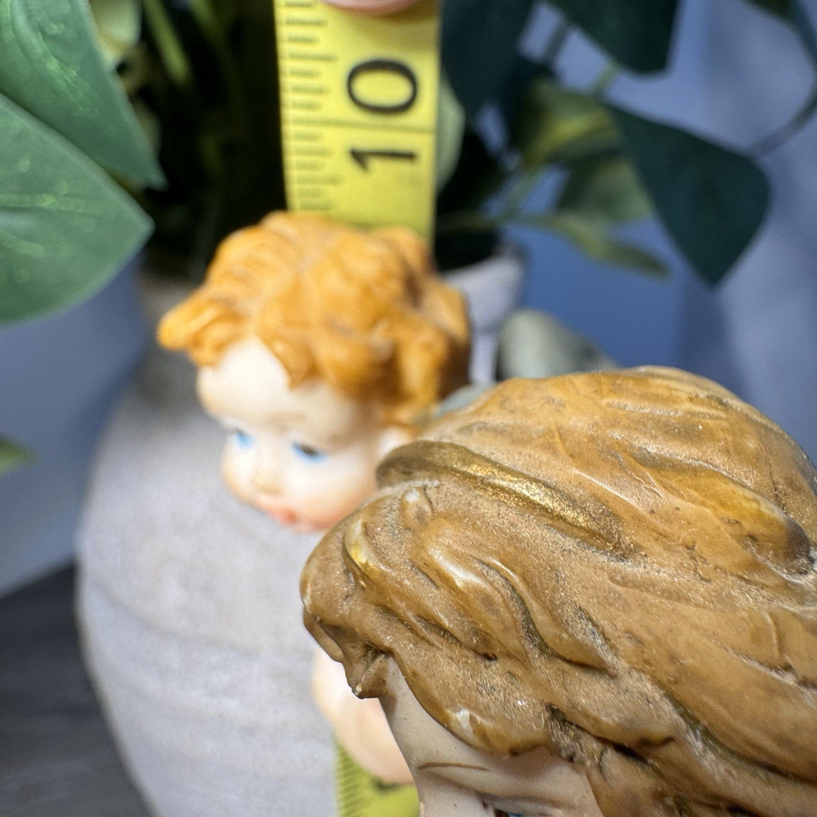 Vintage De Elina Angel with Cherub Figurine 10" Seraphim Statue Dove & Roses