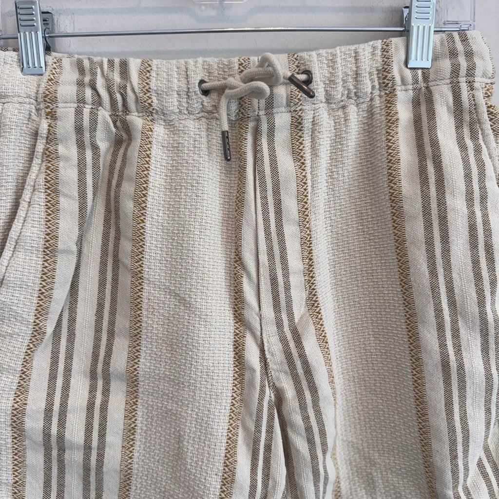 American Eagle Striped Textured Organic Cotton Blend Shorts Cream Tan XS