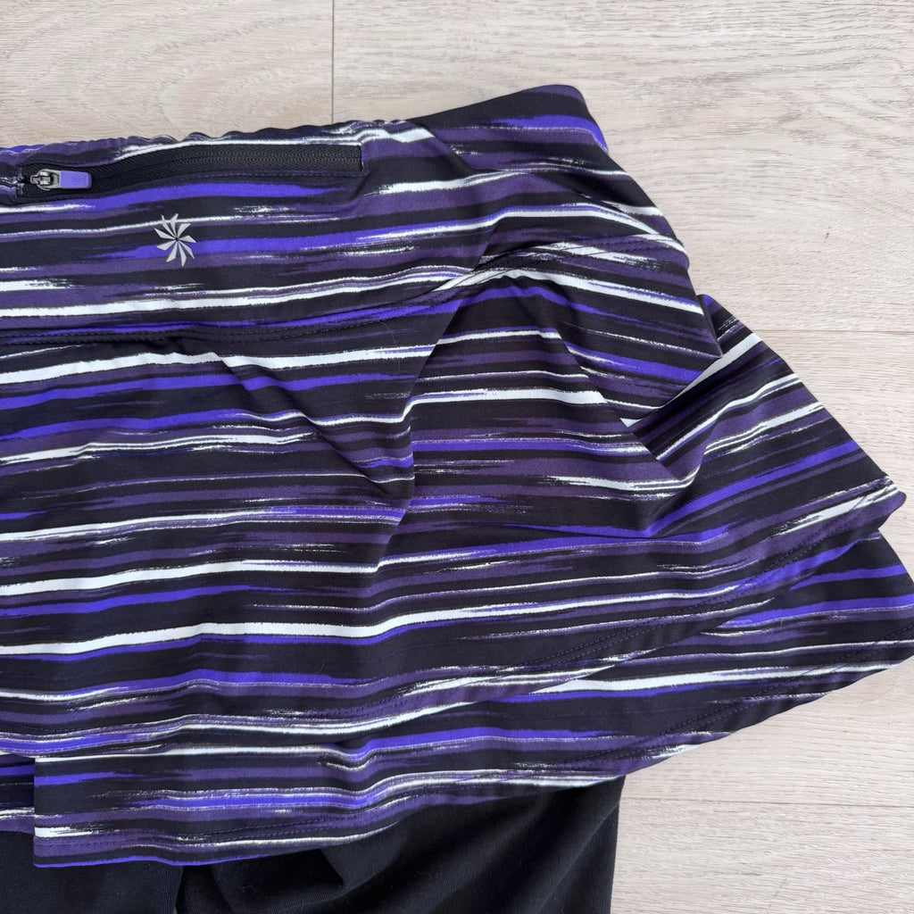 Athleta Skort Capri Leggings Purple Black Stripe Women’s Small Athletic