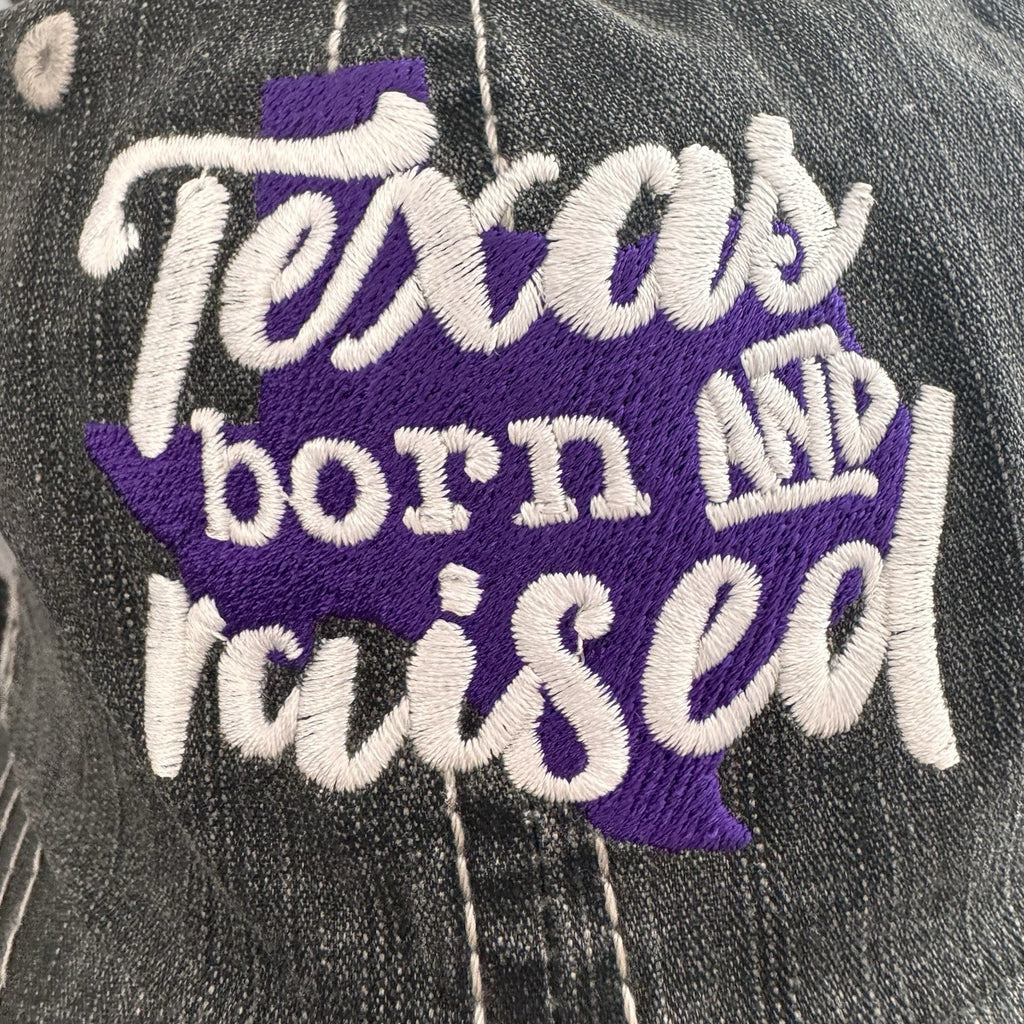 Texas Born Raised Hat Purple Distressed Trucker Cap KatyDid NWT Boutique