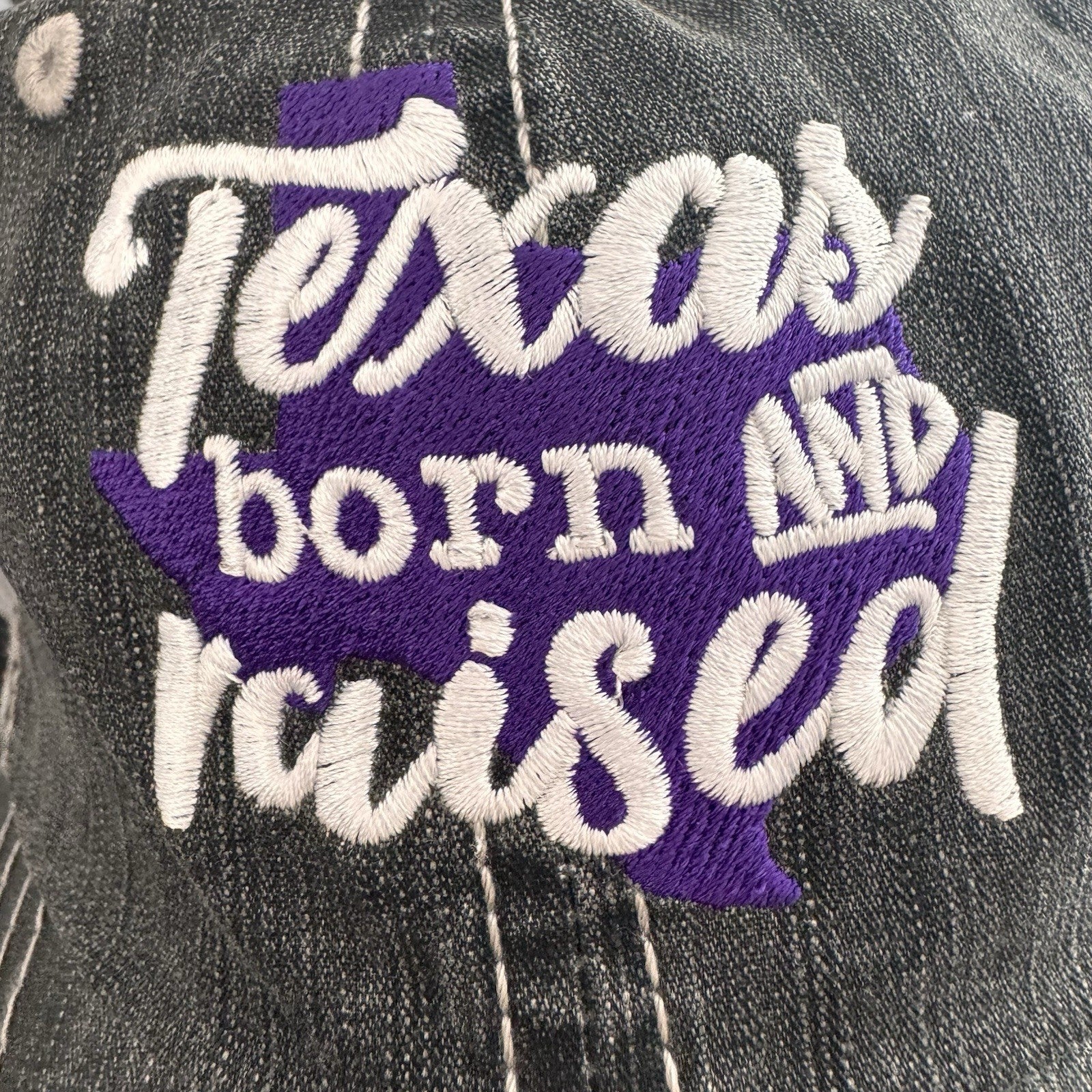 Texas Born Raised Hat Purple Distressed Trucker Cap KatyDid NWT Boutique