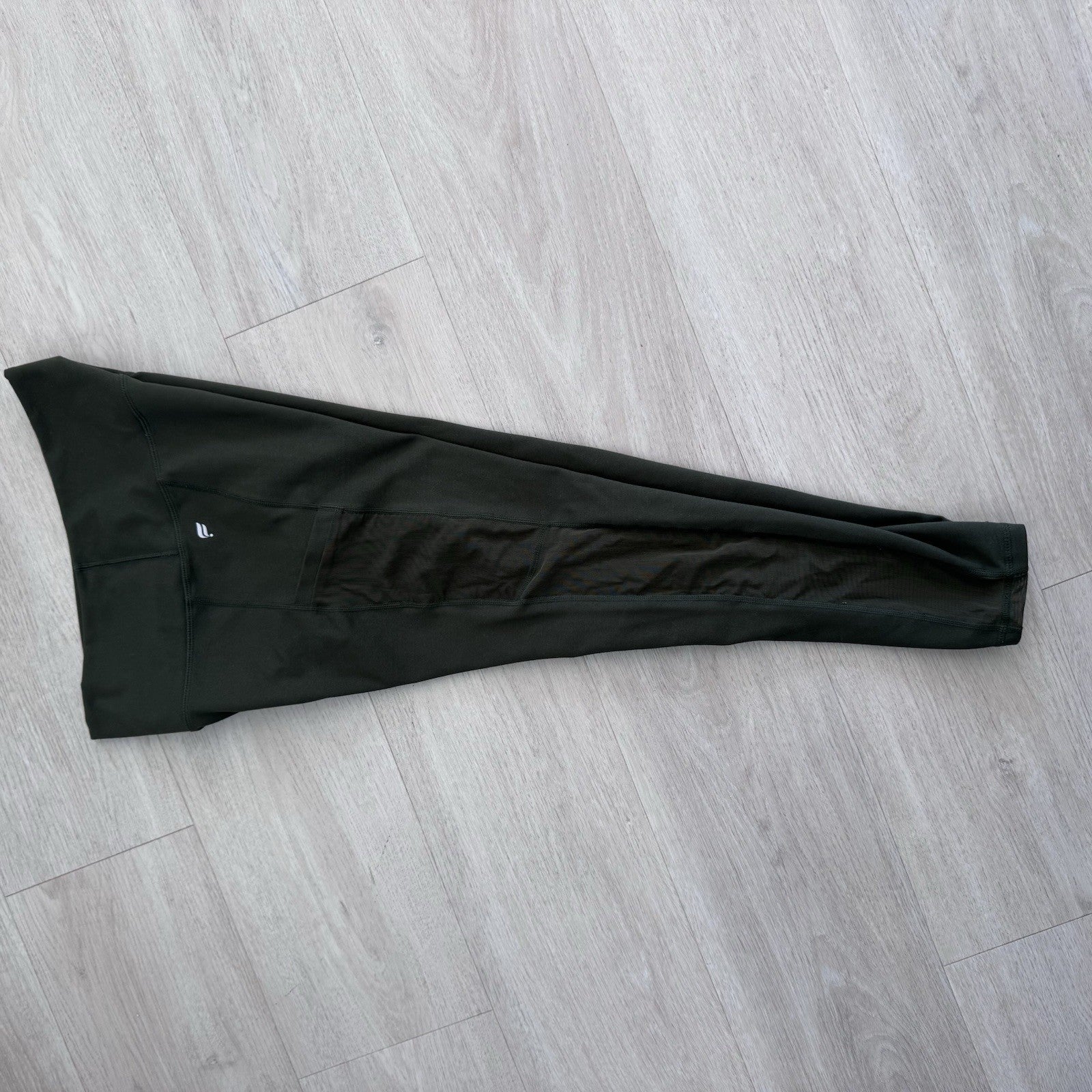 Fabletics Leggings Women Small Dark Green Mesh Panel High Rise Stretch